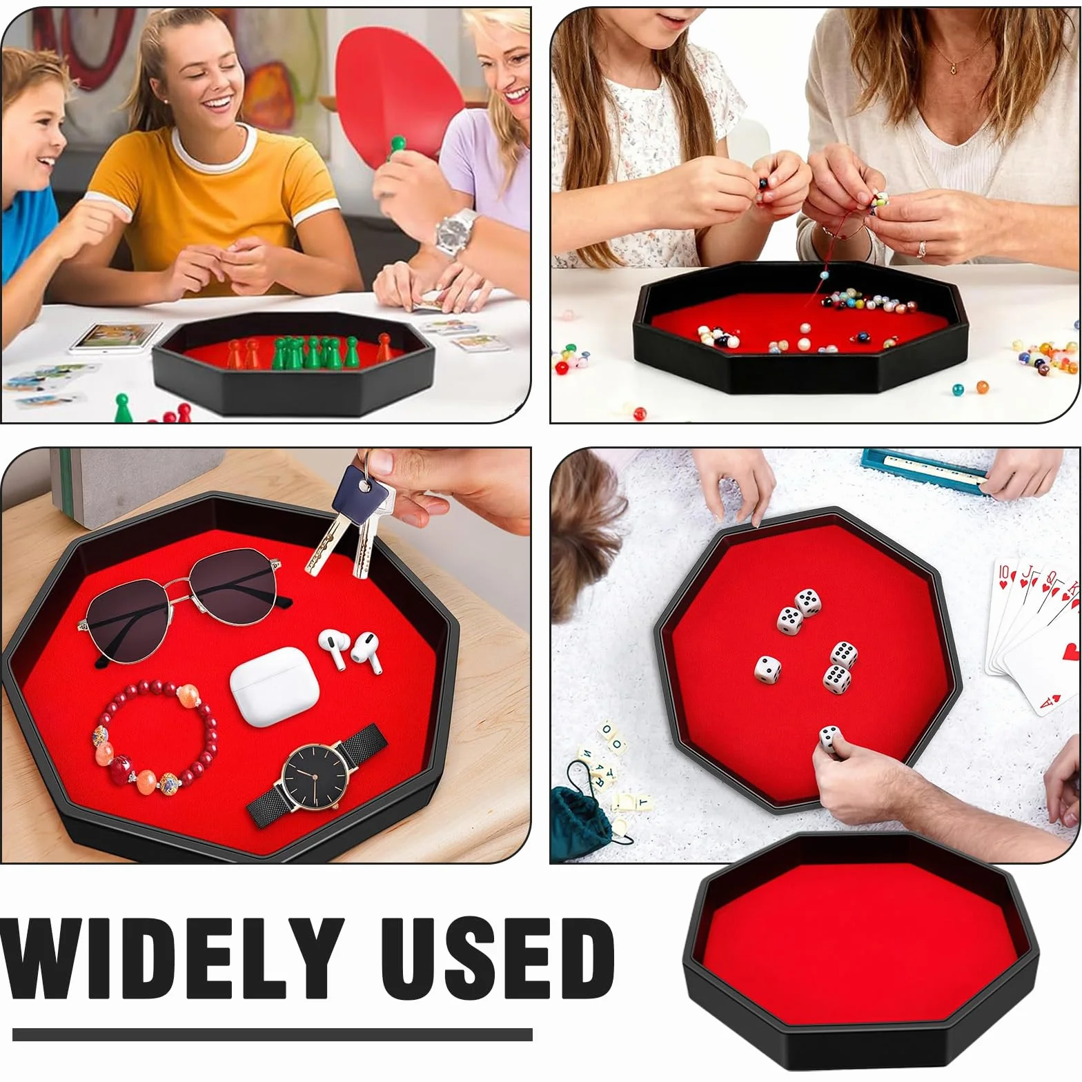 Tavola cubo in pelle PU con feltro, Octagon cubo per giochi da tavolo, Dice vassoio antirumore, tappetino antiscivolo per giochi da tavolo e dadi