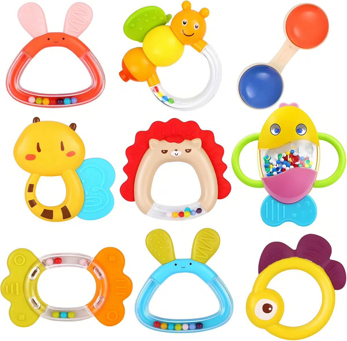 MOONTOY 9 Pezzi Sonaglio Neonato Bambini Giocattoli Giochi Neonato 0 3 6 9 12 18 Mesi Bambina Maschio Dentizione Gioco Giochi Sensoriali Per Neonati Neonata