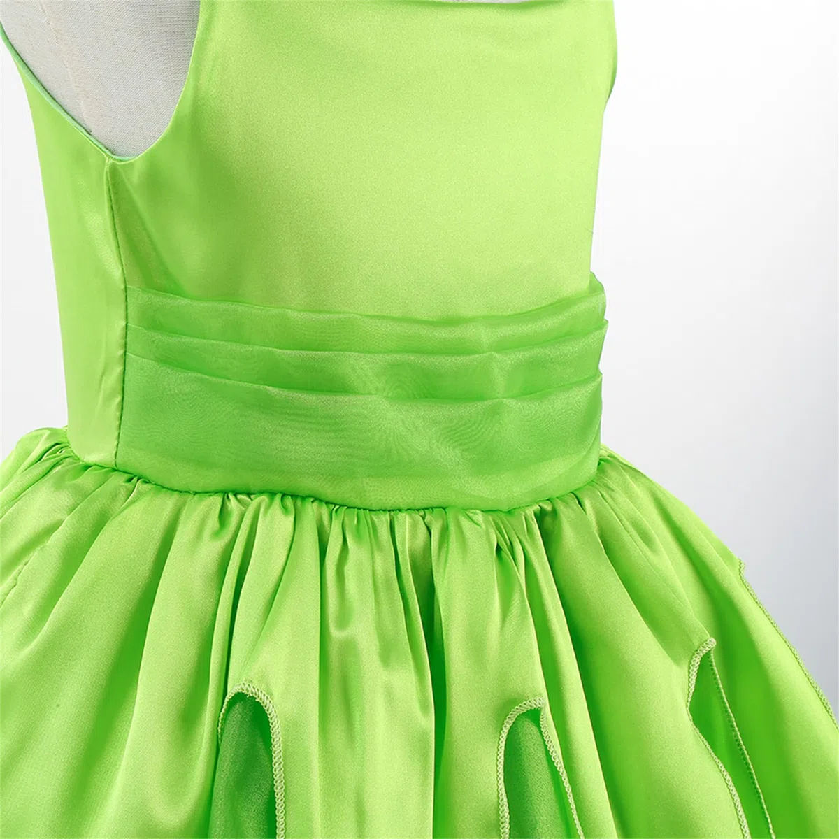 New front Costume per Cosplay della Principessa con Accessori per Carnevale Classico Bambina Finta Seta Estive Feste a Tema Feste Halloween Compleanno Verde Tematizzate