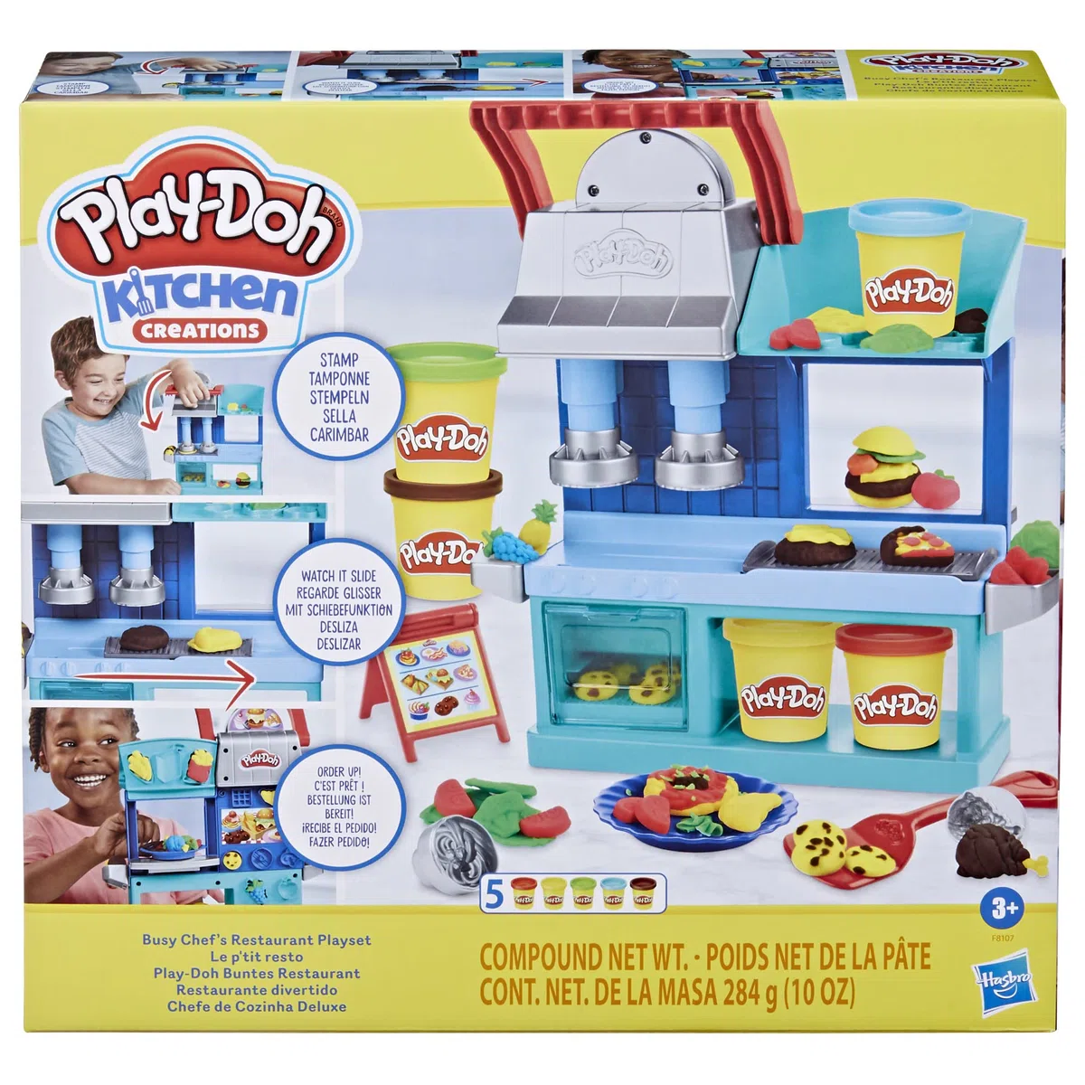 Play-Doh Kitchen Creations, playset Ristorante degli chef in carriera, set da cucina a 2 lati, giocattolo prescolare da cucina per bambini e bambine dai 3 anni in su