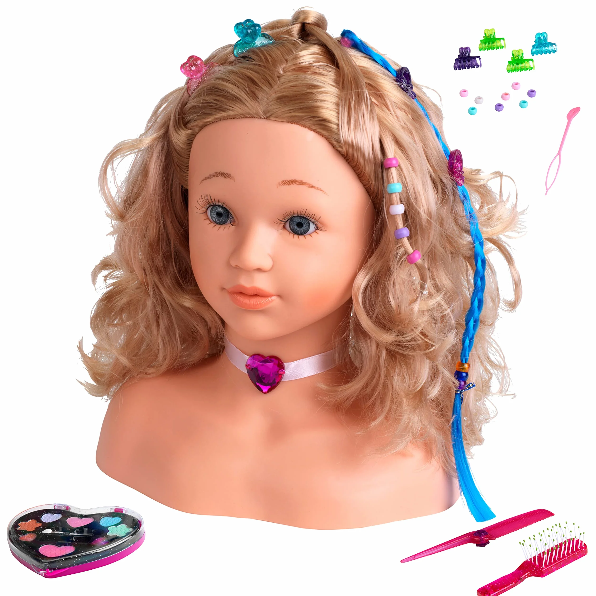 Theo Klein 5240 Testa da truccare e pettinare Sophia della Princess Coralie, mollette capelli, make-up dermatologicamente testato, accessori, 23.5 x 13 x 27 cm, Per bambini a partire dai 3 anni