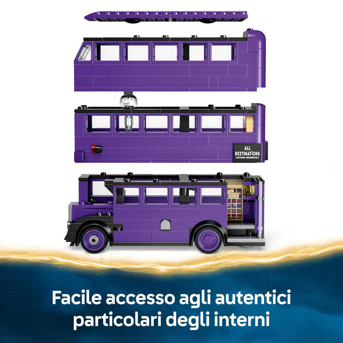 LEGO Harry Potter Avventura su Nottetempo - Autobus Giocattolo del Mondo Magico con 5 Minifigure da Collezione e Accessori come Bacchette Magiche - Regalo per Bambine e Bambini da 8 Anni - 76446