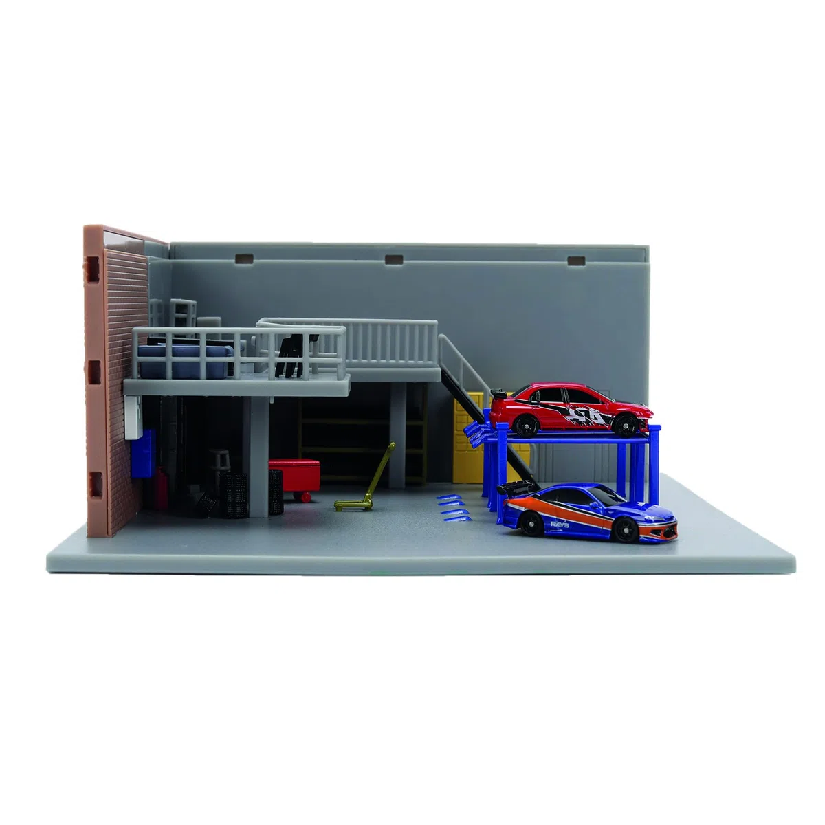 Jada, Fast & Furious Nano Palcoscenico Garage di Han, set di riprese a scala 4 cm, include 2 auto con carrozzeria in metallo, ruote libere e gomma, pareti rimovibili, +8 anni (9336403314R00)