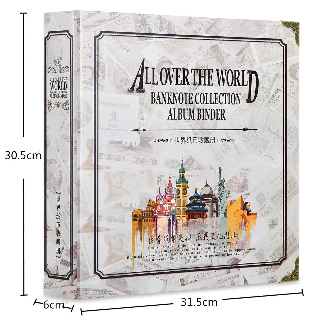 120 Tasche Banconote Album da Collezione di Valuta Mondiale, Raccoglitore Classico Raccolta di Soldi di Carta Libro di Stoccaggio Album Porta Forniture