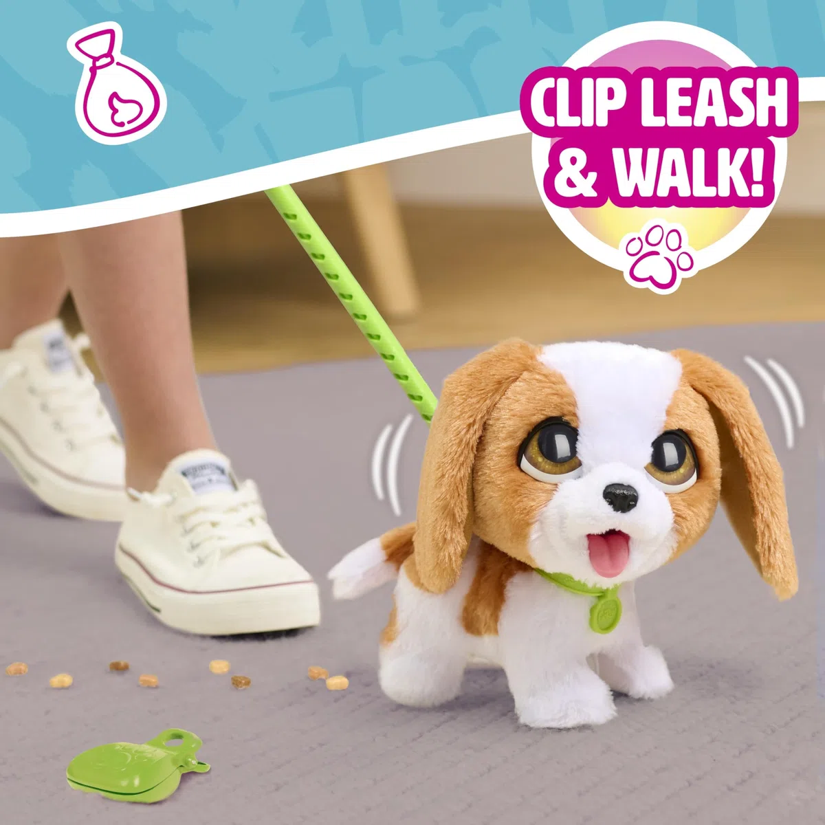 Just Play Peluche interattivo di Cavalier King Charles Spaniel furReal Poop-a-Lots, cucciolo di peluche che cammina da 20,3 cm, giocattoli per bambini dai 4 anni