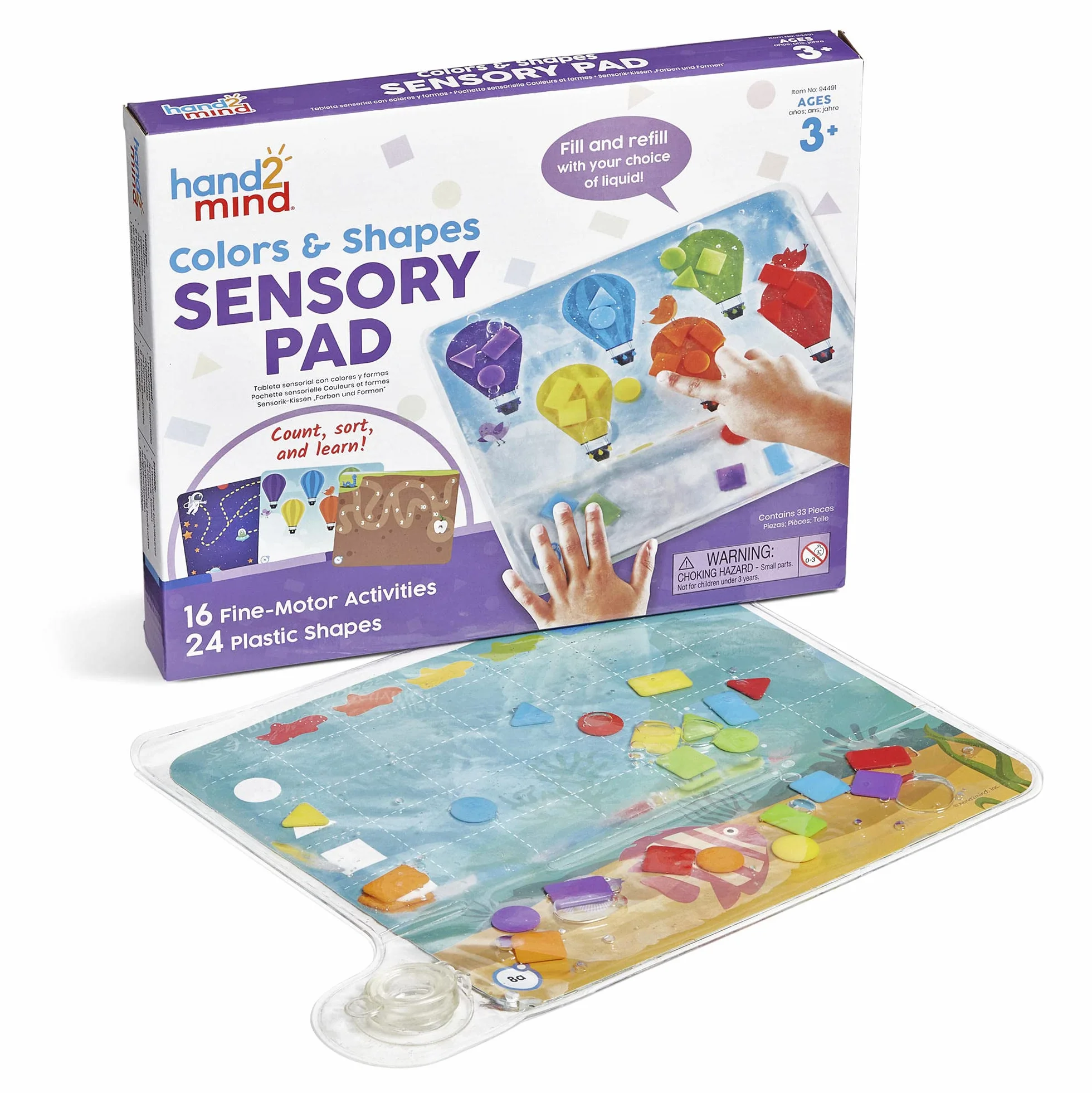 Learning Resources Cuscinetto Sensoriale Colori e Forme, Dai 3 Anni, Tappetino Riutilizzabile per Attività Tattile e Motricità Fine, Include 24 Forme e 8 Schede