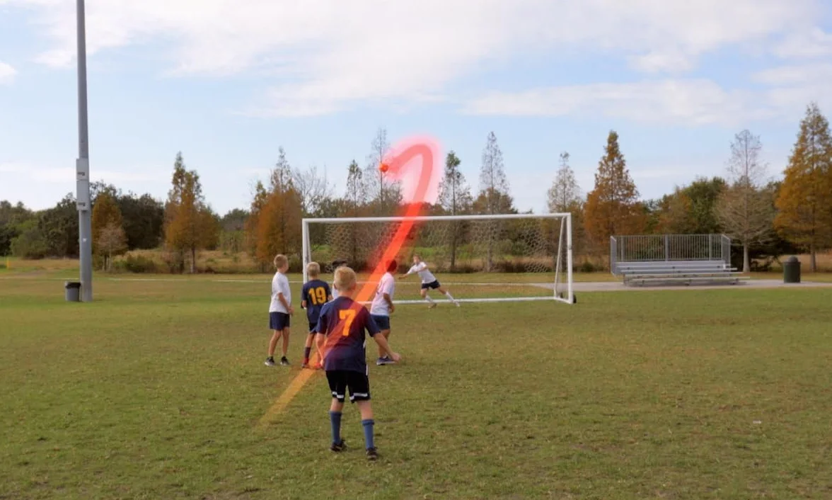 Kickerball Pallone con effetto che segna una traiettoria curva