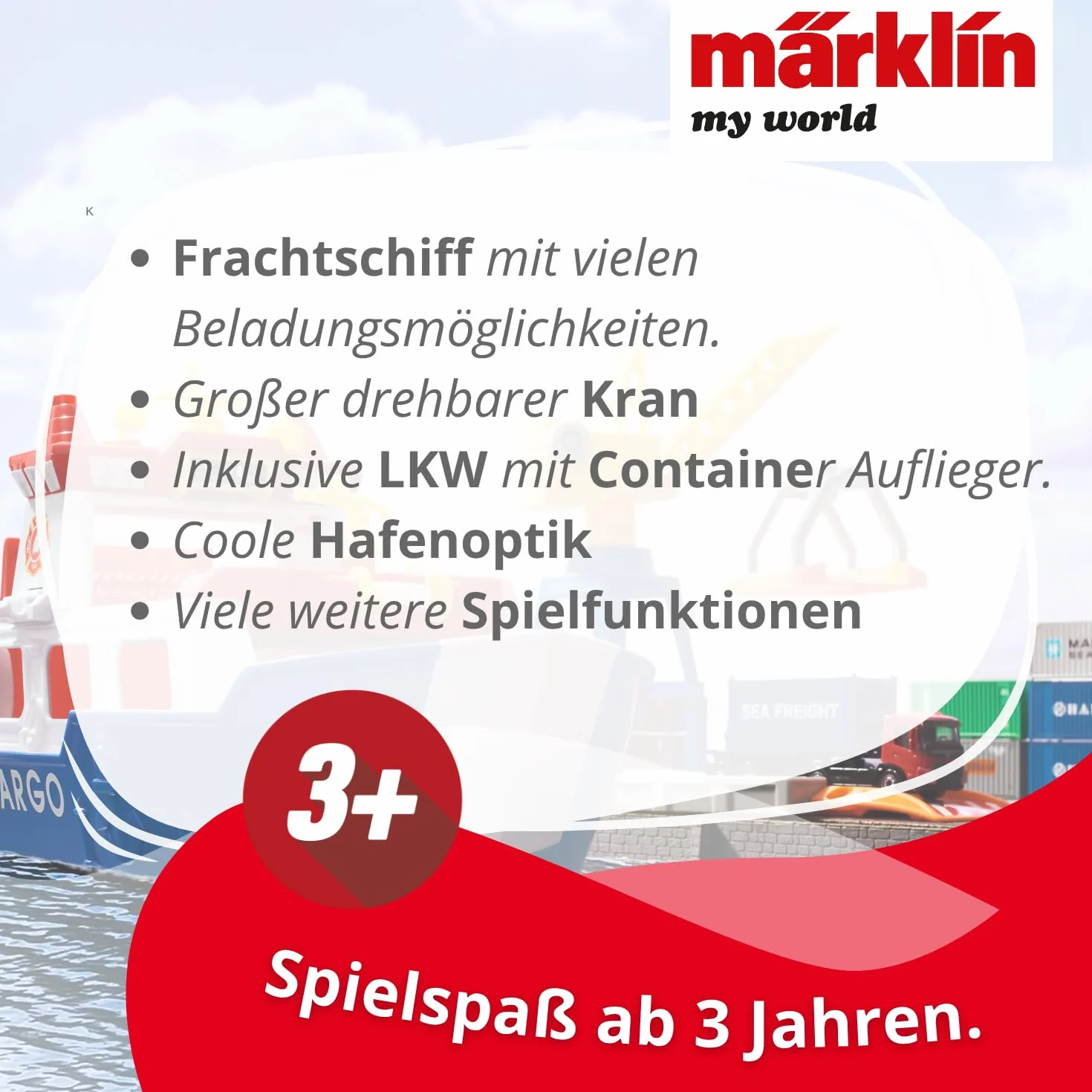 Märklin My World 72223 - Set da gioco con gru mobile, carico e scarico realistico, accessori per bambini dai 3 anni in su, H0
