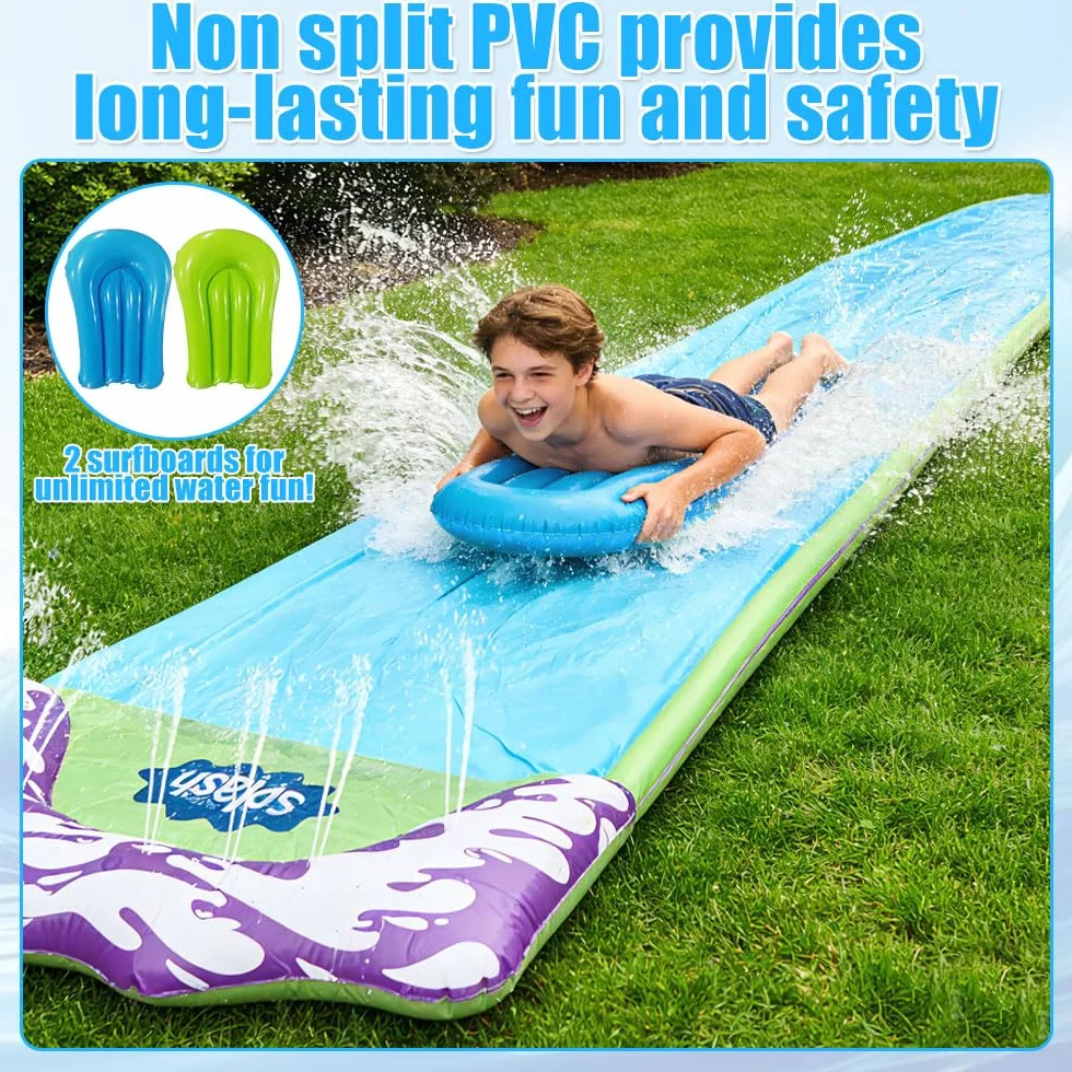Scivolo d'Acqua da Giardino per Bambini – Scivolo Gonfiabile da 480 Cm (15,8 Piedi) con 2 Bodyboard, Spruzzatore Integrato E Tanto Divertimento per Bambini E Adulti (Uso Esterno)