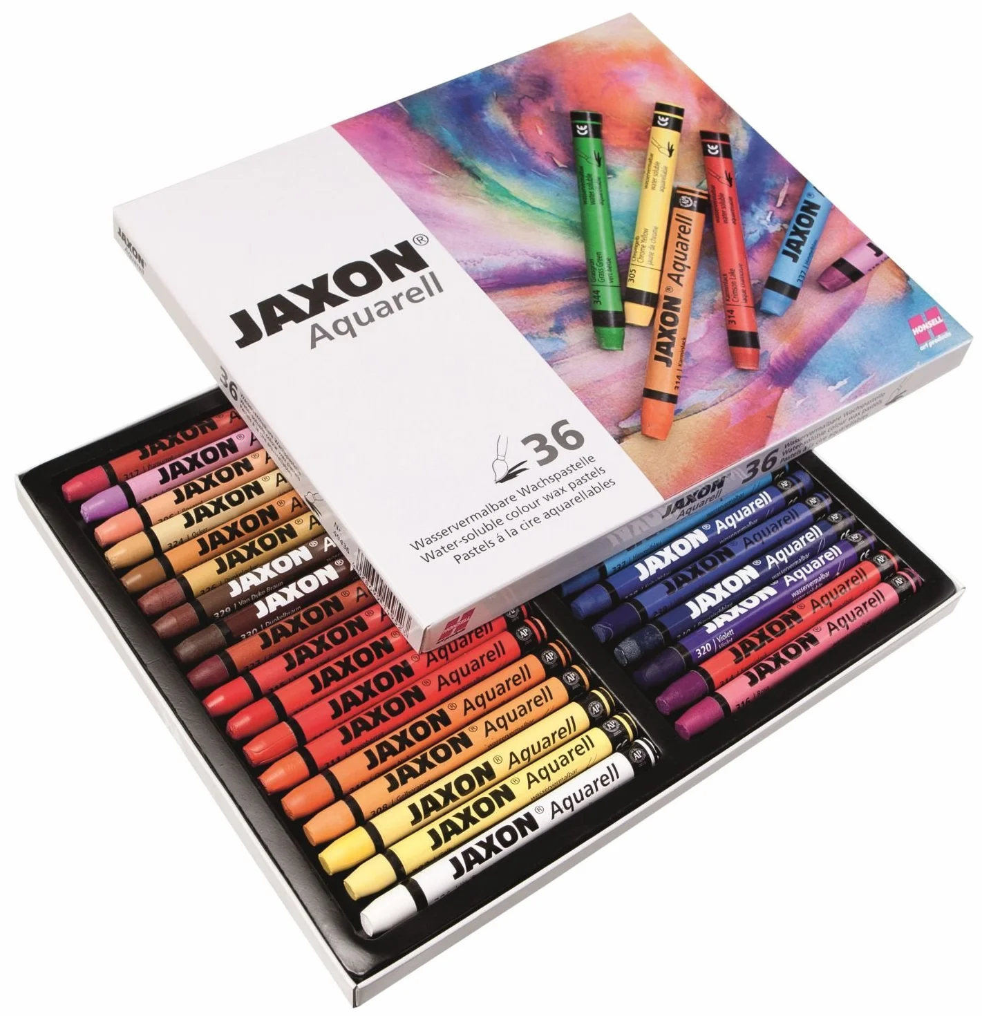 Jaxon 49436 - Pastelli a cera acquerellabili, 36 pezzi