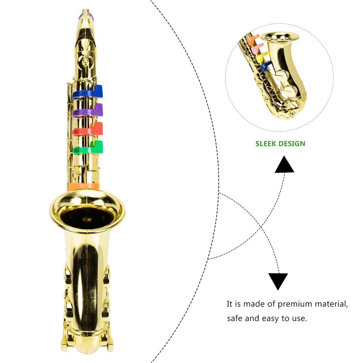 SUPVOX Sax Giocattolo Educativo per Bambini Oro, Saxofono Giocattolo, Tromba per Bambini in Plastica