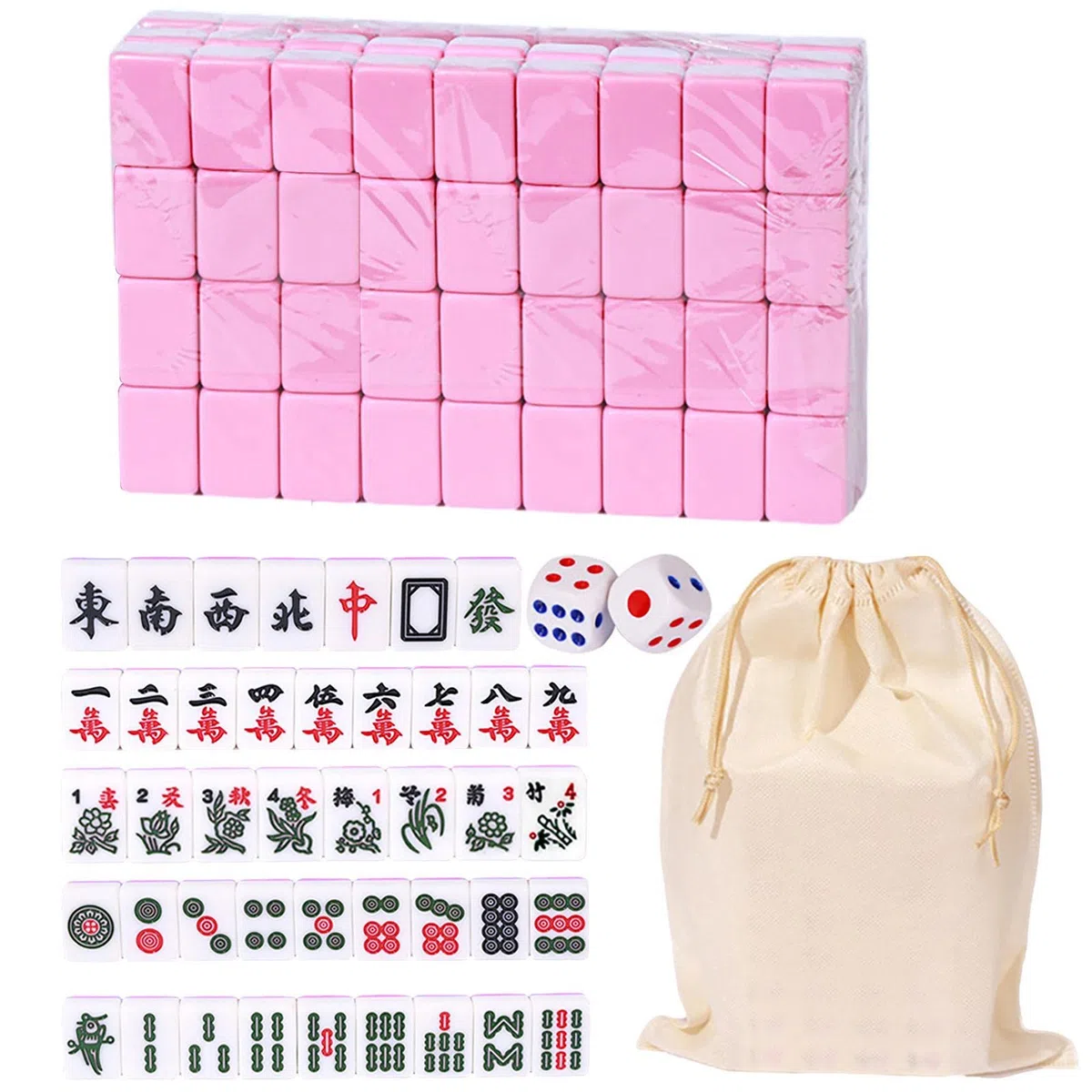Mahjong Set di Giochi in Versione Cinese Tradizionale - 144 Tessere, Gioco da Tavolo da Viaggio, Classico Puntelli di Intrattenimento per Feste e Giochi di Società