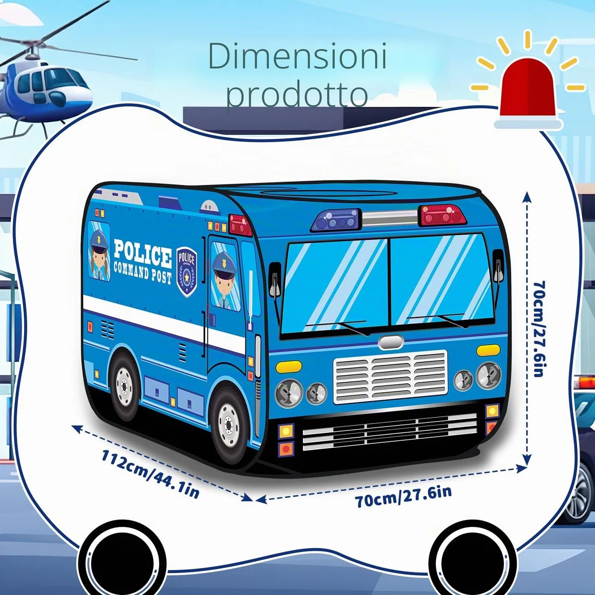 deAO Tenda Concept Car of Police – Spazio di gioco per interni ed esterni, per bambini