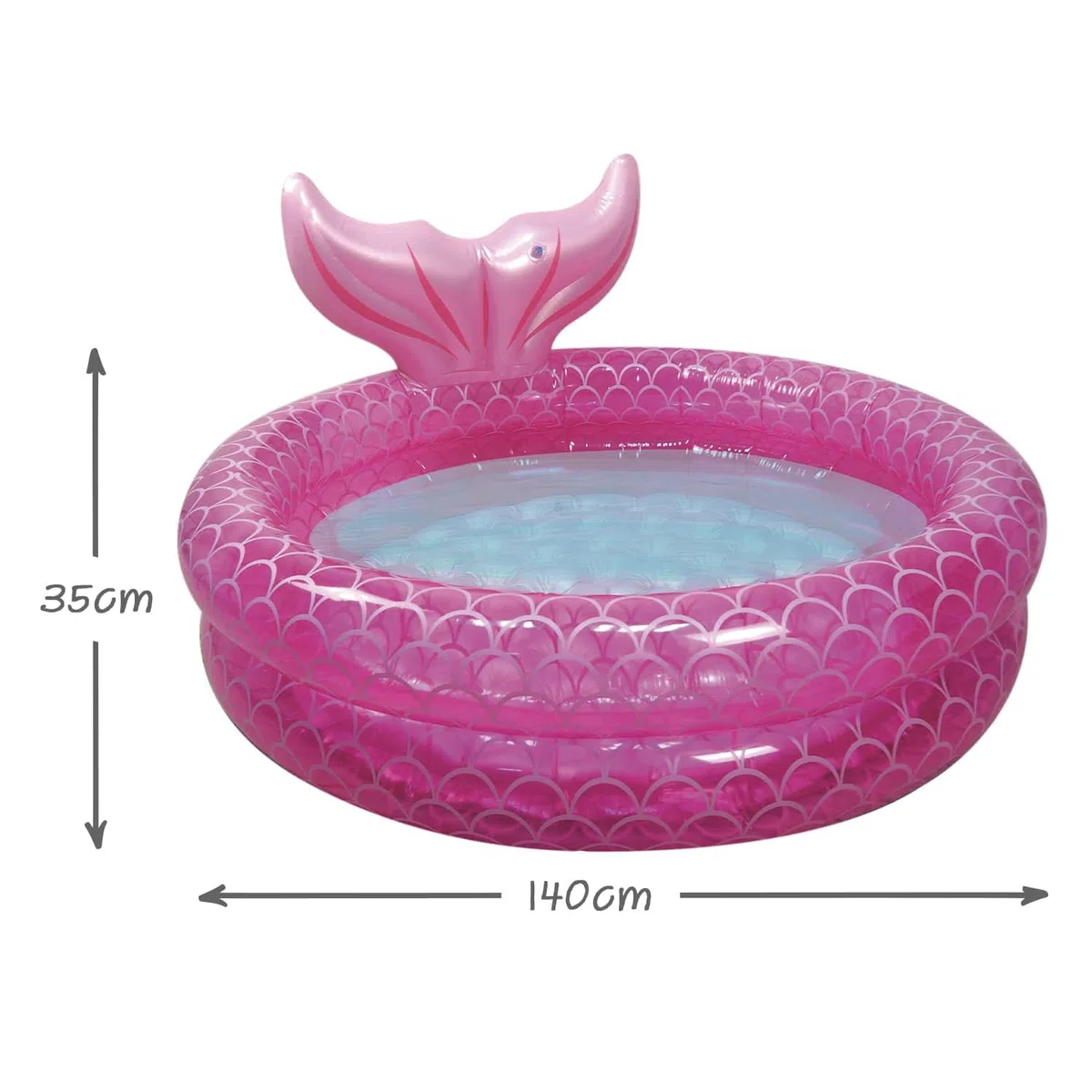 CKB LTD Piscina gonfiabile a forma di sirena per bambini e bambini piccoli, diametro 140 cm, colore rosa acceso, motivo coda di sirena incantevole, adatto per bambini dai 2 anni in su