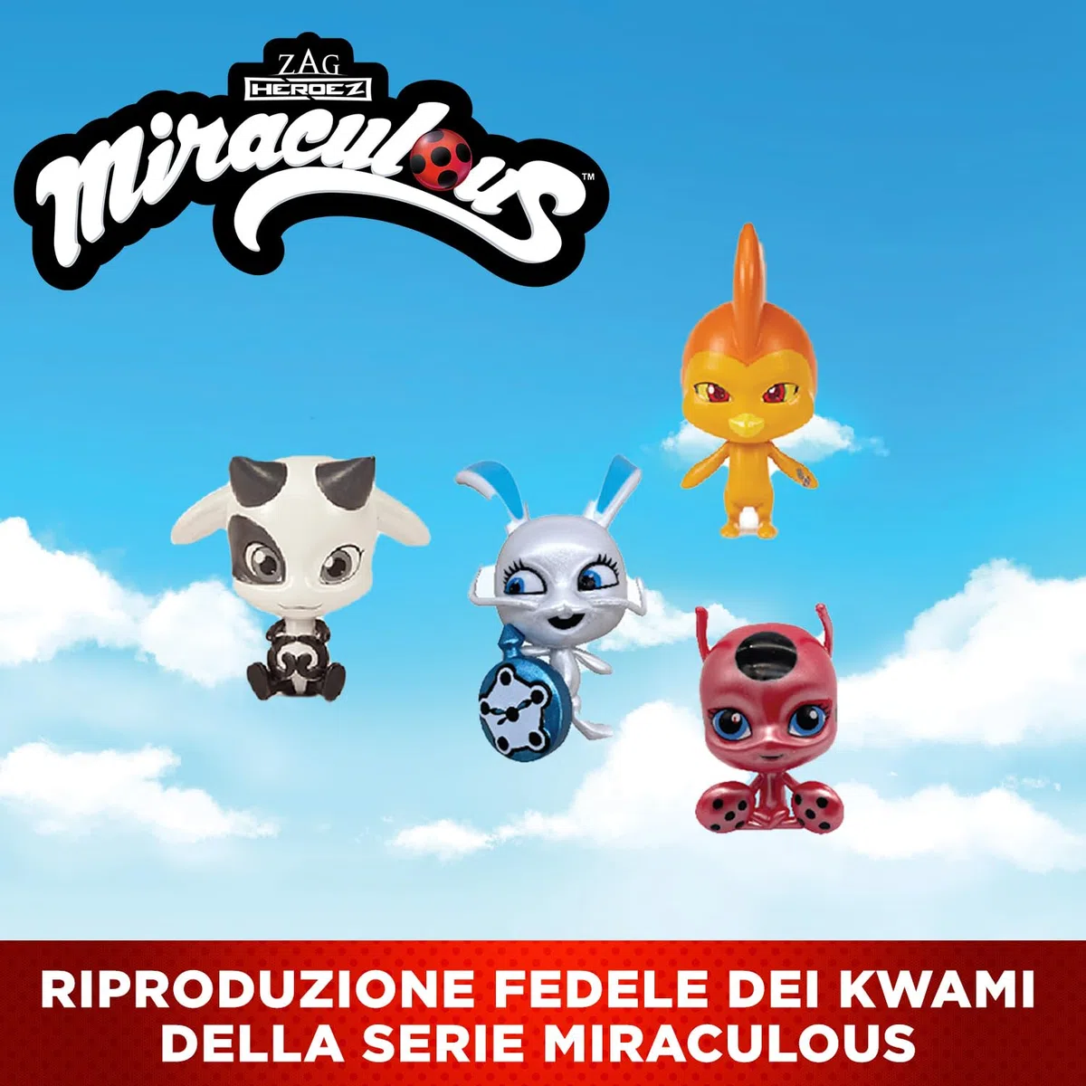 Bandai - Miraculous Ladybug - Miracle Box con 4 kwami inclusi - Set Mini-Figure Miraculous Kwami Licenza Ufficiale - Scatola di Stoccaggio con Maniglia - Giocattolo per Bambini dai 4 anni e + - P50591