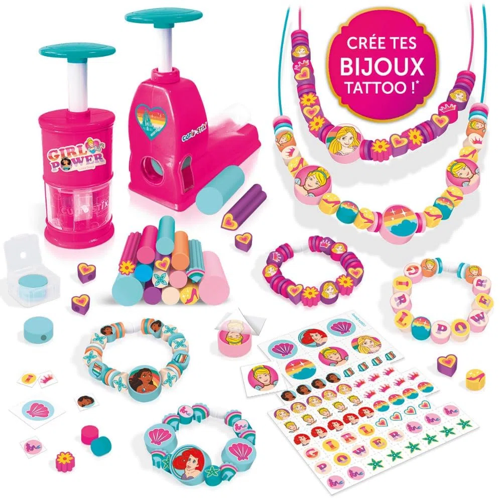 Lansay - CUTIE STIX - Set Principesse Disney - Kit Creazione Braccialetti per Bambini dai 6 Anni - Crea Perline con Stix Morfidi e Tatuaggi Disney - Attività Manuale Creativa Idea Regalo DIY