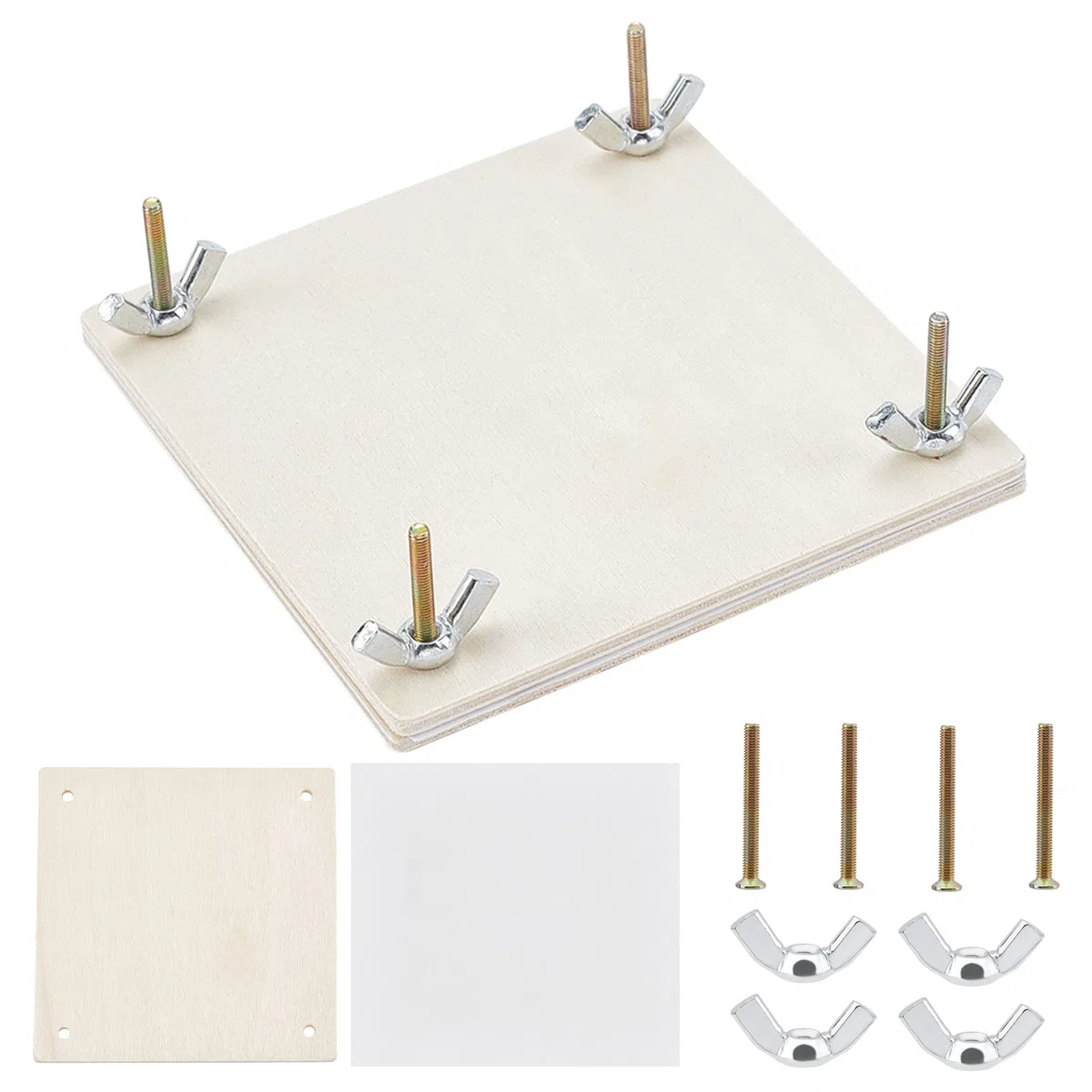 AHANDMAKER Pressa Kit per Fiori In Legno, Set per La Conservazione di Piante e Foglie Da 4x4 pollice per La Produzione di Campioni, Kit Pressa per Fiori Secchi Attività Educativa Fai-Da-Te