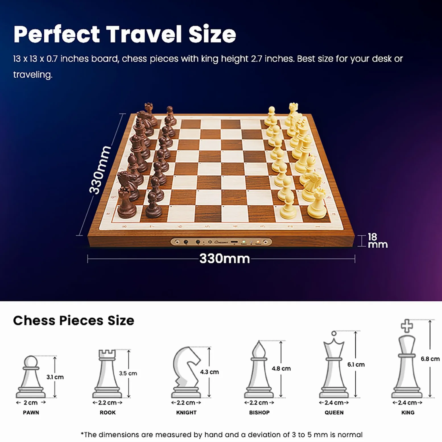 Chessnut Air Electronic Chess Set, una scacchiera in legno magnificamente realizzata a mano con regine extra, LED, set di scacchi elettronici adattivi AI e app con scacchiera per computer