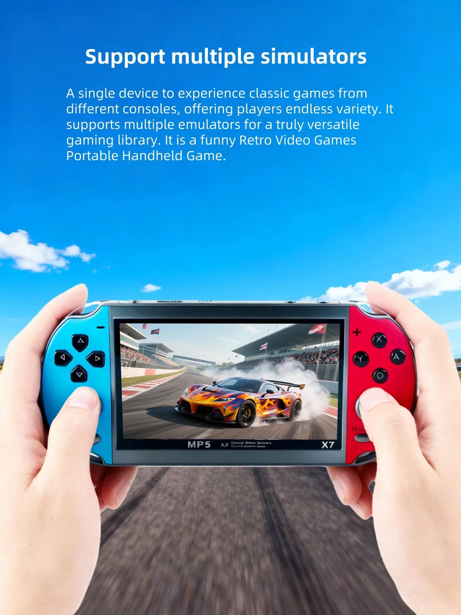 Console per videogiochi portatile YHFITN con schermo IPS da 4,3" - Giochi integrati, supporto uscita TV, con batteria ricaricabile, divertimento classico per tutte le età
