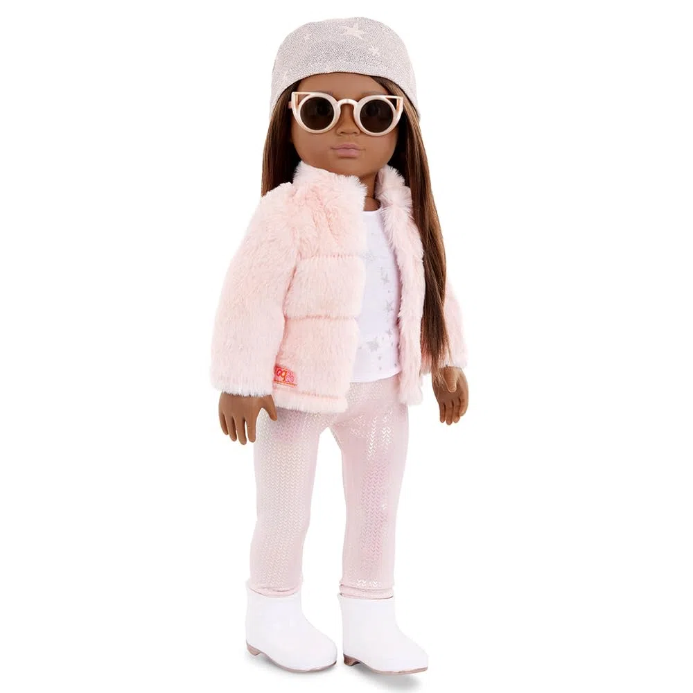 Our Generation - Fantasia e pelliccia - Completo da cappotto in pelliccia sintetica rosa - Accessori moda - Vestiti per bambole da 46 cm - Gioco di finzione - Giocattolo per bambini dai 3 anni in su