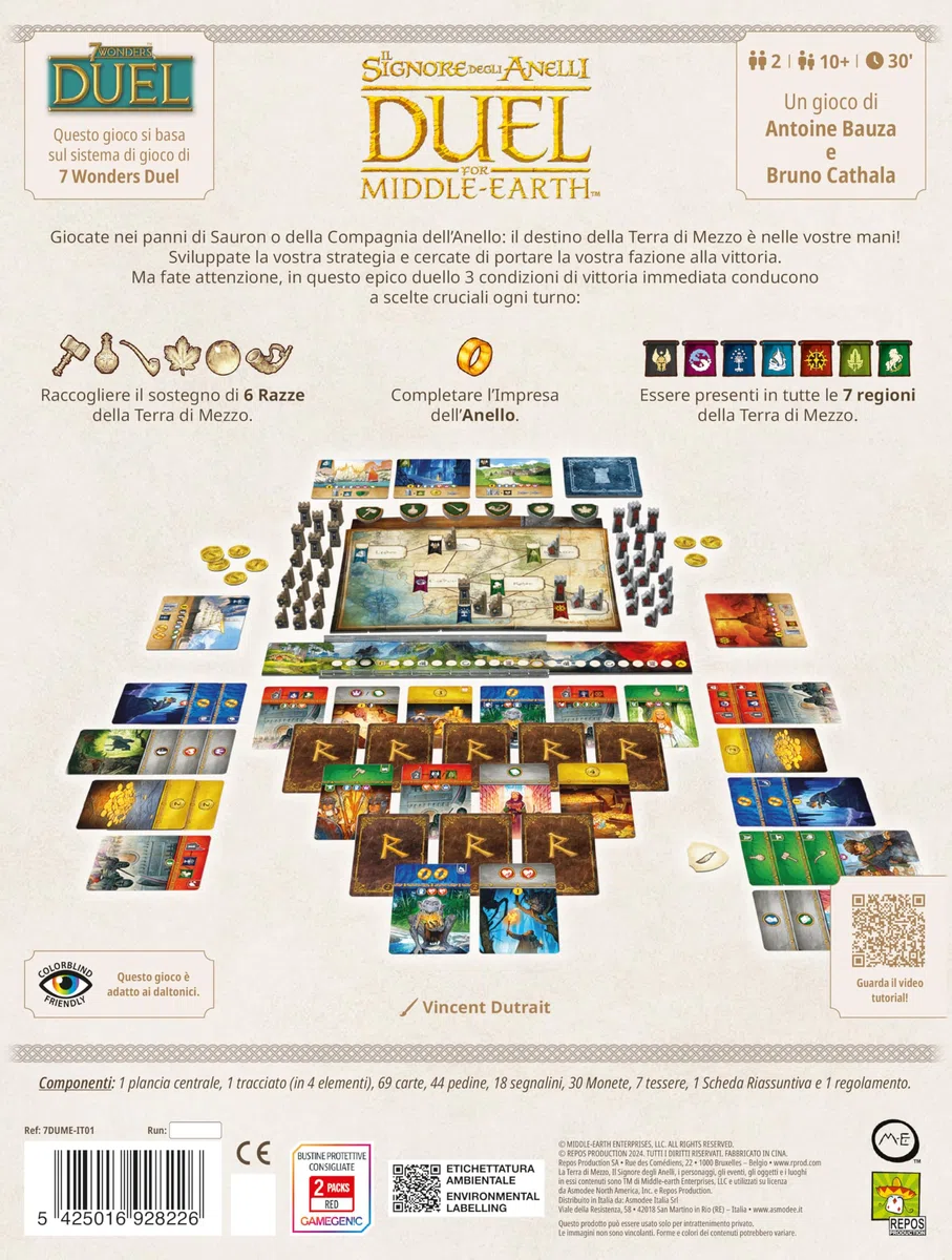Asmodee Il Signore degli Anelli: Duel for Middle Earth, Gioco da Tavolo per 2 Giocatori, 10+ Anni, Edizione in Italiano