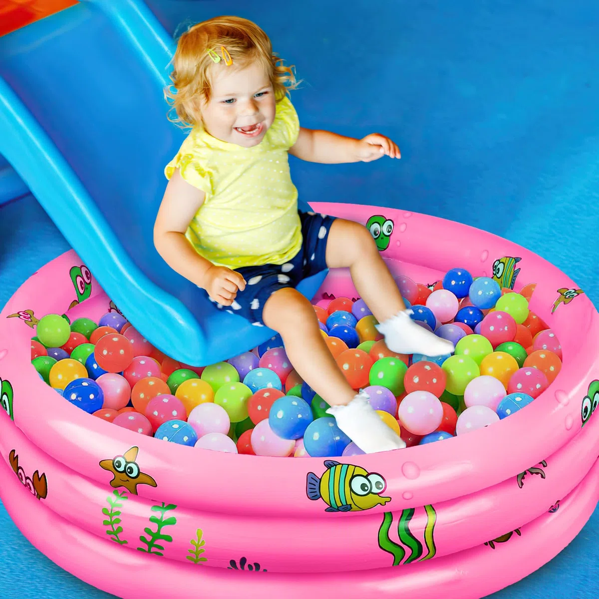 Piscina per Bambini ø100 cm, Piscina Gonfiabile Bambini,Mini Piscinas Gonfiabile, Piscinas 3 Anelli, Piscinetta per Bambinis, Cortile, Giardino