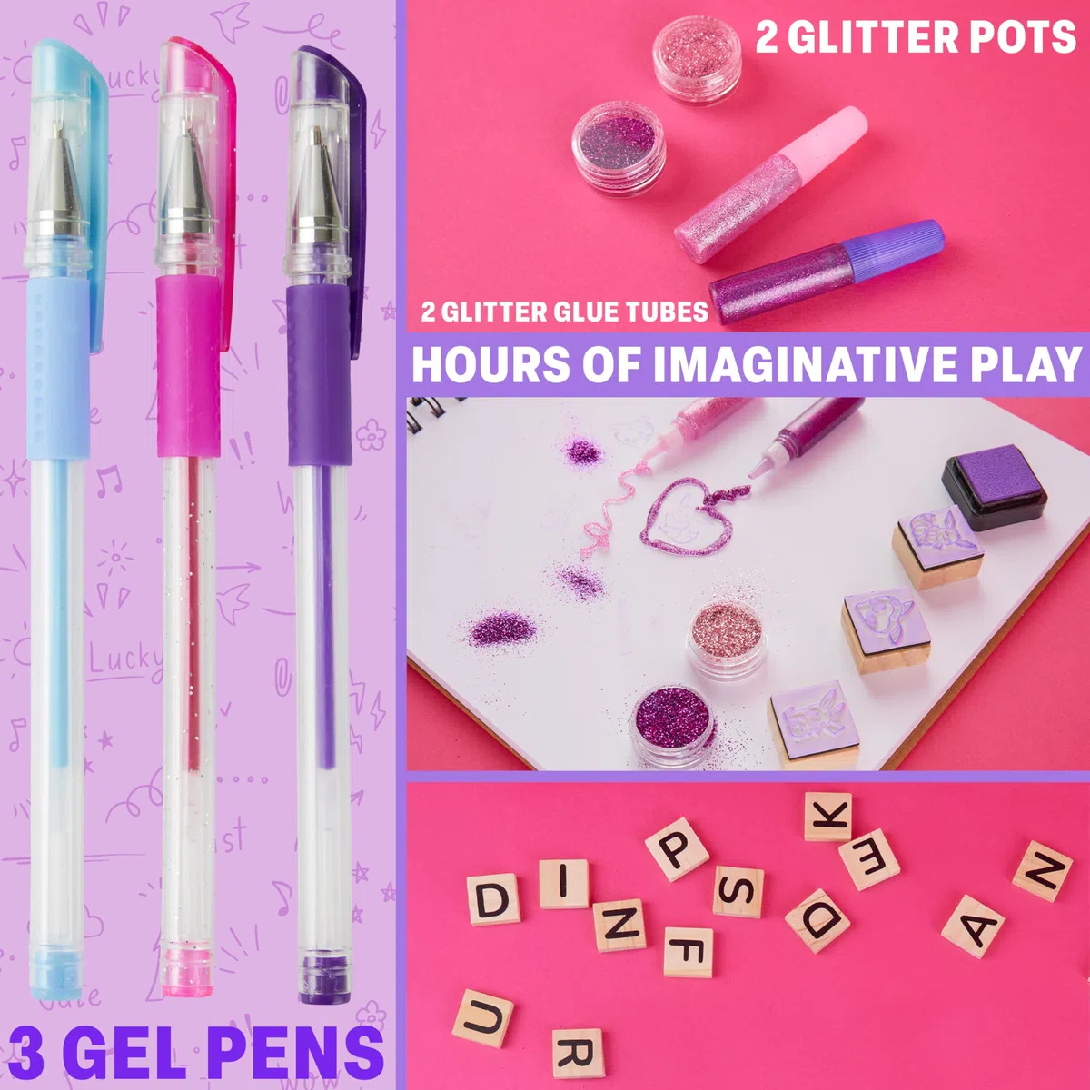 Pokémon Scrapbooking Kit, 47 Pz Scrapbook Forniture, Kit Disegno Bambini, Glitter Penne Gel Adesivi e Accessori, Riempitivi Calze Regali per Bambini