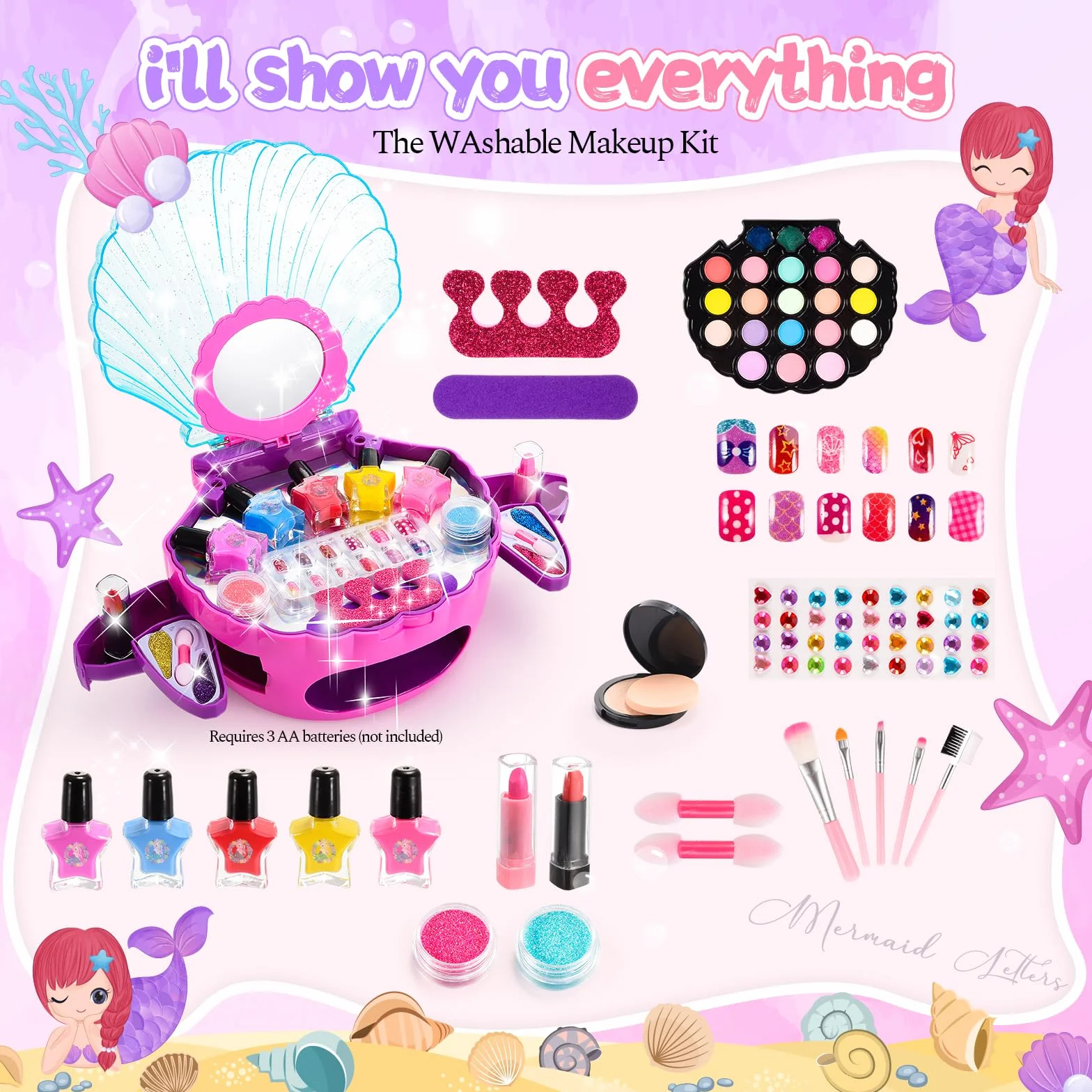 Trucchi Bambina 3 4 5 6 7 8 9 10 Anni, Regalo Bambini 5 6 7 8 Anni Trousse Valigetta Trucchi Bambina Giochi Bambino 5 6 7 8 Anni Sirena Smalti Bambini Compleanno Regalo Bimba 4-10 Anni Regali Natale