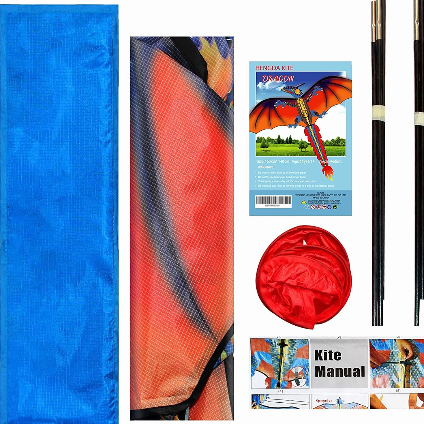 Touch the sky Enorme Aquilone Drago per Bambini e Adulti, Facile da Volare, Design Della Struttura Unico, Eccellenti Giochi All'aperto e Giocattoli di Attività, Adatto ai Principianti.