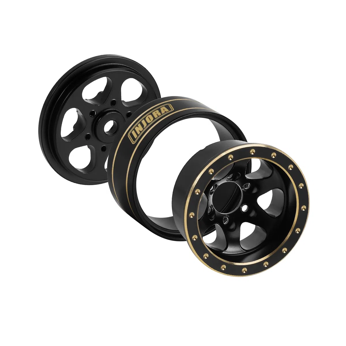 INJORA Ruote Beadlock in Ottone 1.0" per SCX24 TRX4M 1/24 1/18 RC Crawler Upgrade
