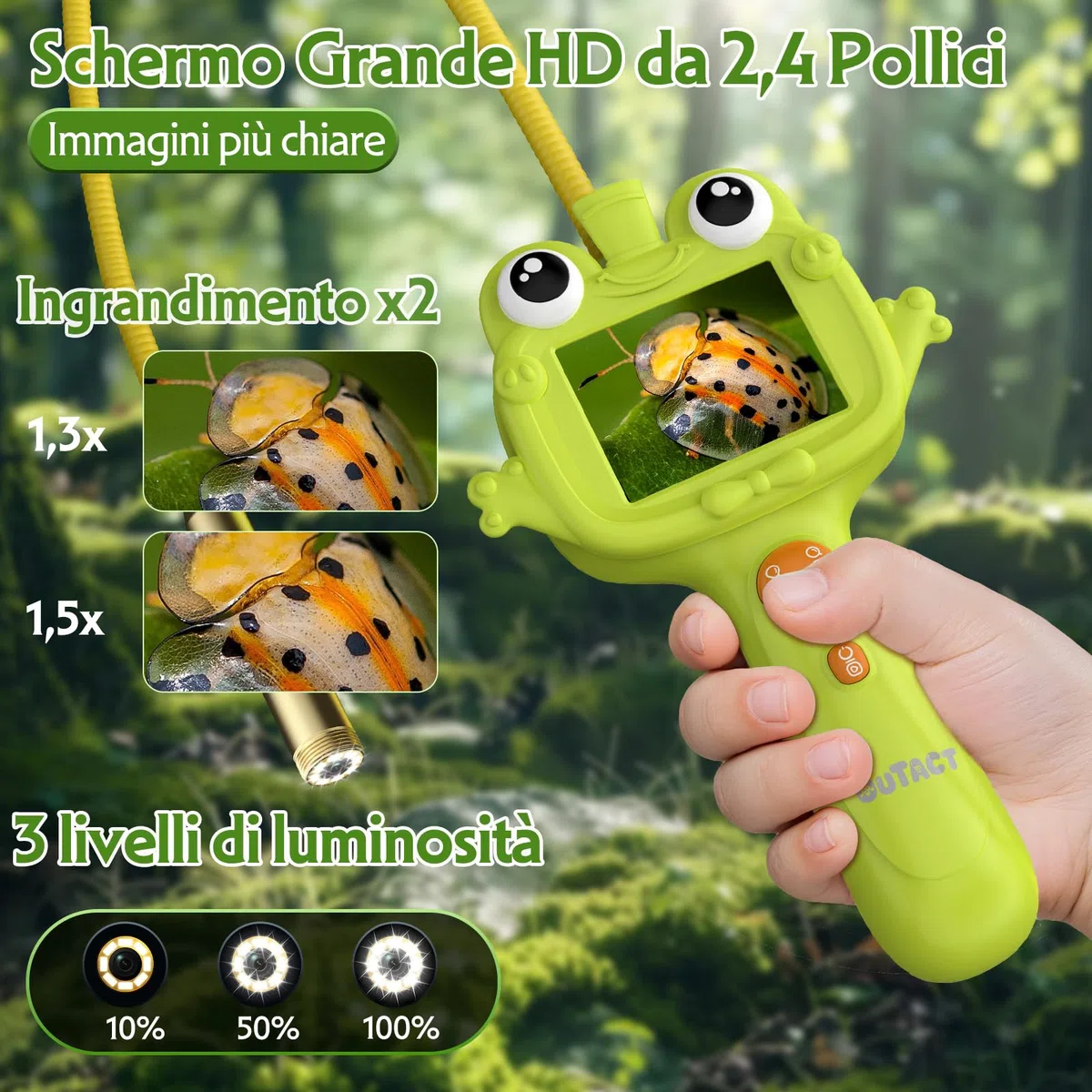 Endoscopio per Bambini,Impermeabile IP67 con 8 LED,giocattoli educativi per Ragazzi e Ragazze 4-12 Anni,Giocattoli per Esplorazione All'aperto,Regalo di Compleanno di Natale