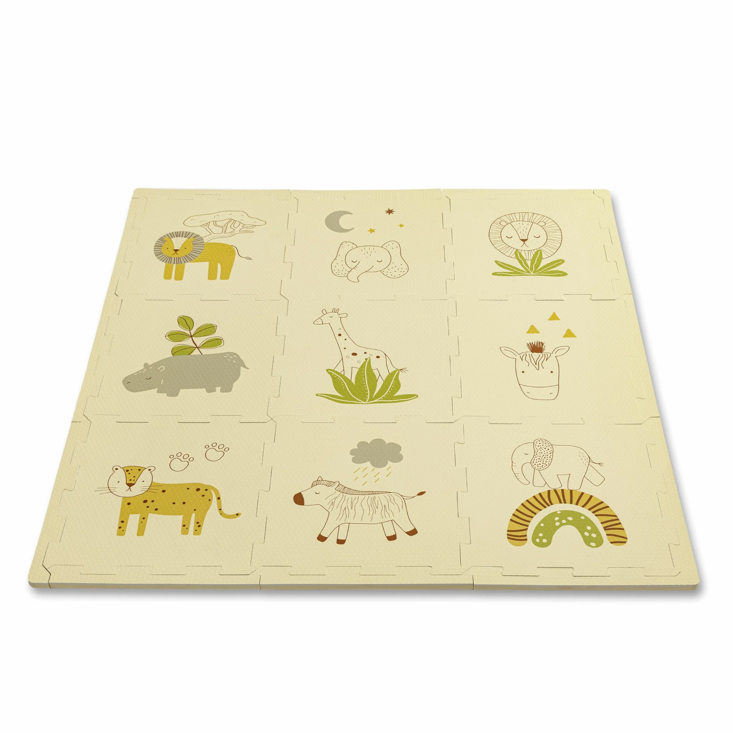 Hakuna Matte Elegante tappeto puzzle per neonati 0, 9x0, 9 m - 9 pannelli 30x30 cm con animali e 12 bordi - Tappetino da gioco più spesso del 20% in confezione riciclabile - atossico e inodore | 9 pannelli da 30 x 30 cm, tappetino da gioco 20% più spesso