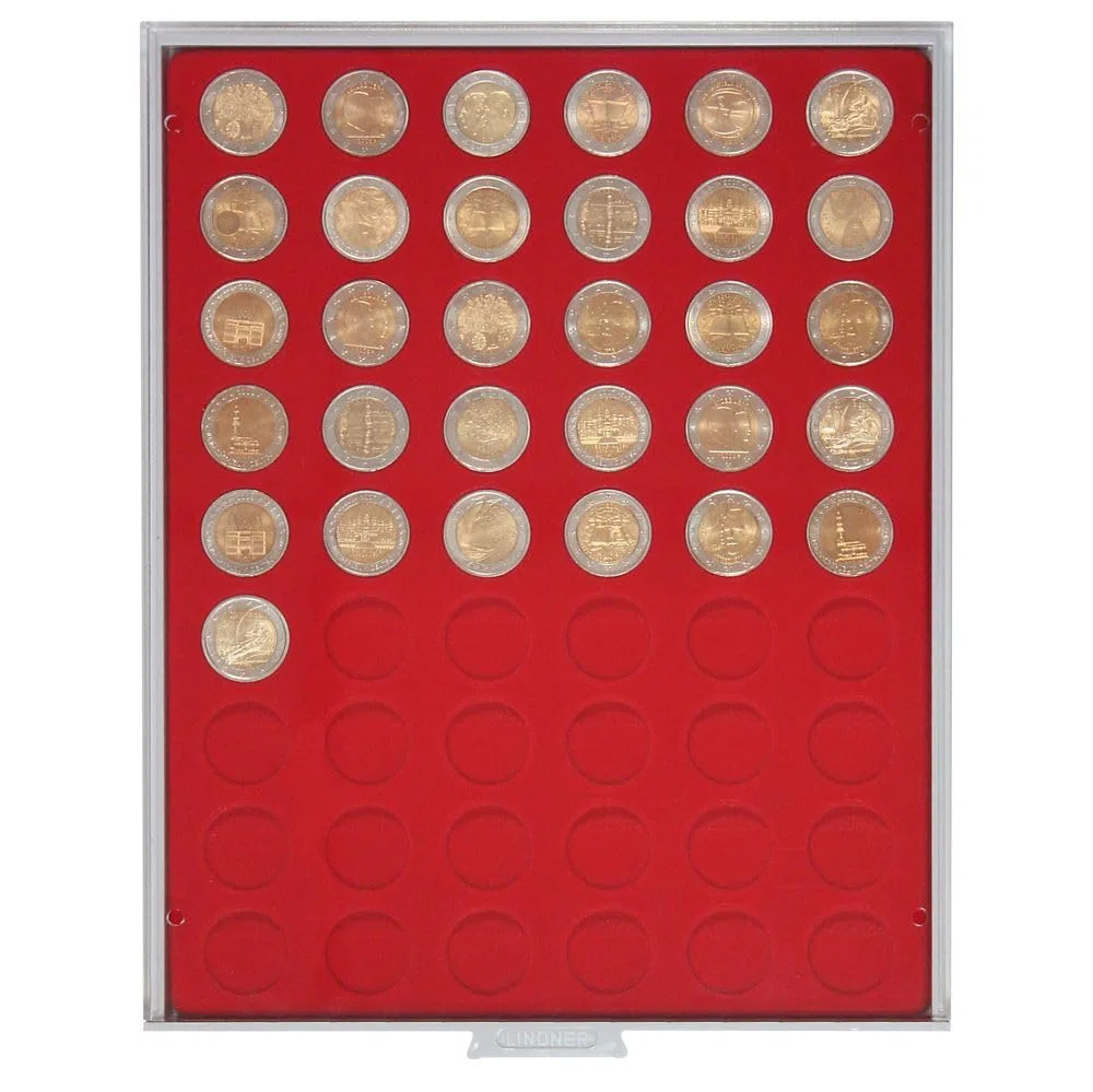LINDNER Das Original Box per Monete Standard con 54 incavature tonde per Monete con Ø 25,75 mm, per es. per Monete 2 Euro