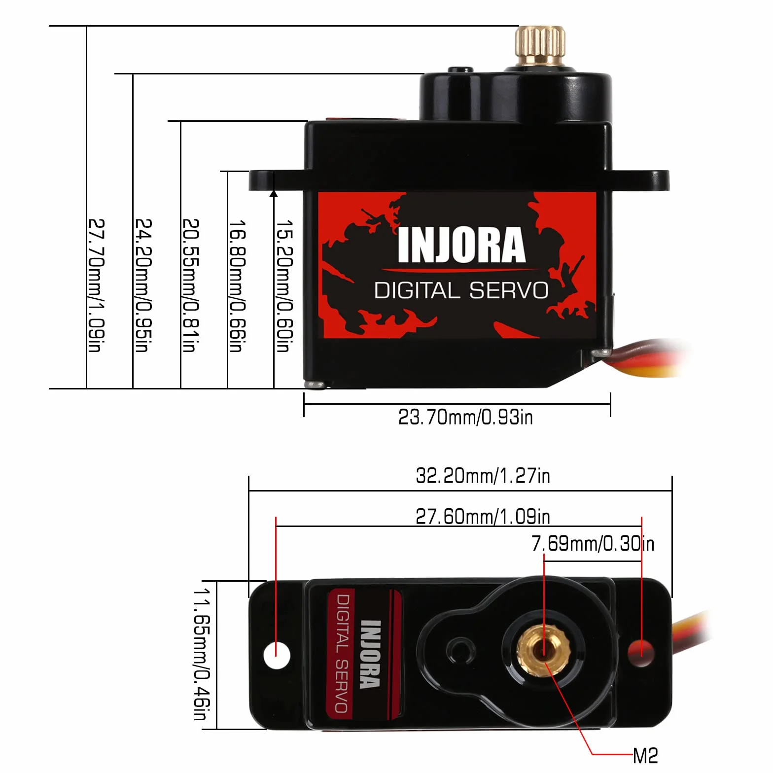 INJORA RC Servocomandi 12g Digitale Servo con Supporto in Metallo e Braccio 15T per RC Axial SCX24 AX24 Car Model Upgrade Parts?Grigio