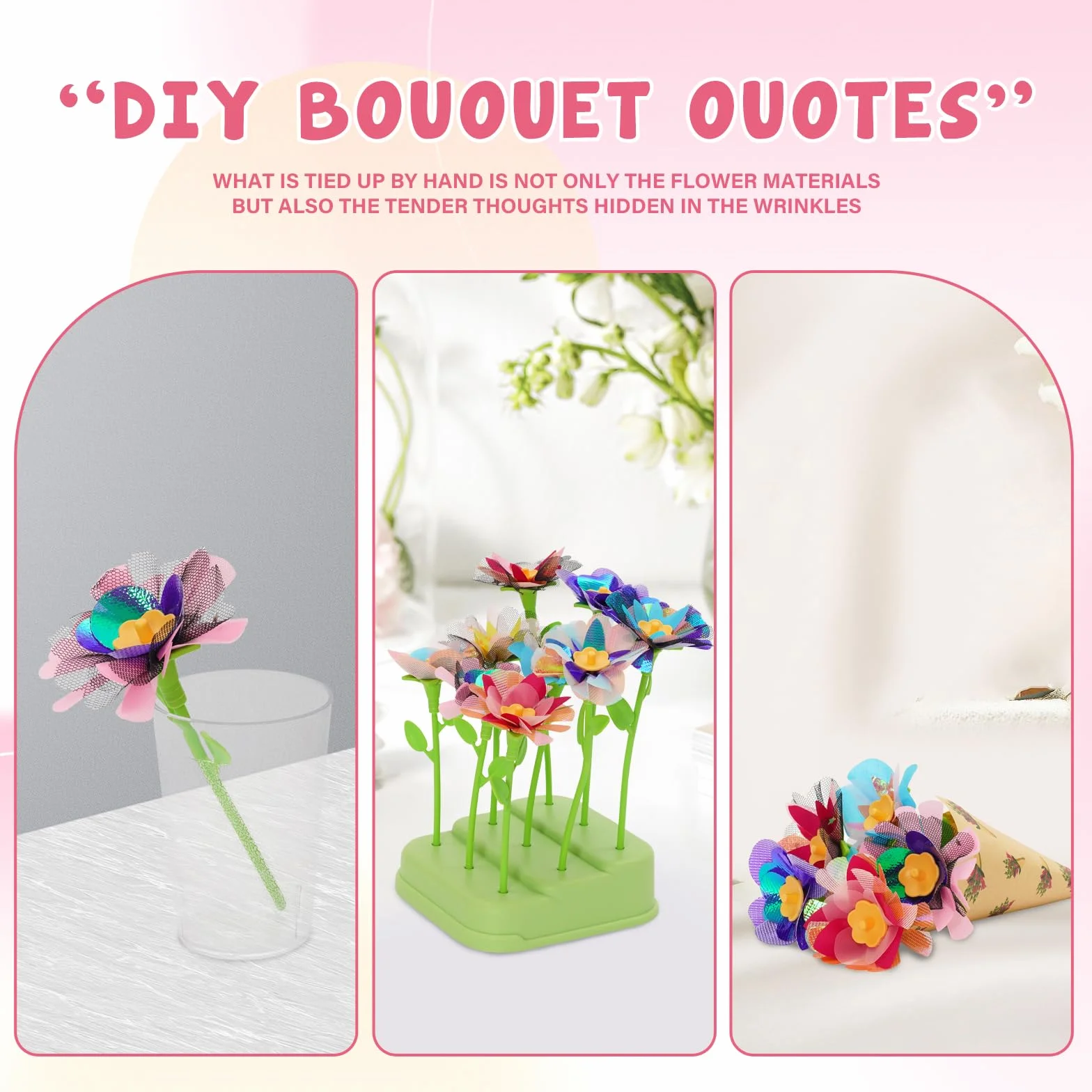 Ark miido Laboratorio Dei Fiori, Kit Artigianale con Macchina Produzione Fiori per Bambini, Flower Market, Regalo Giocattoli Creativo per Bambina 4 5 6 7 8 9 10 Anni Rosa
