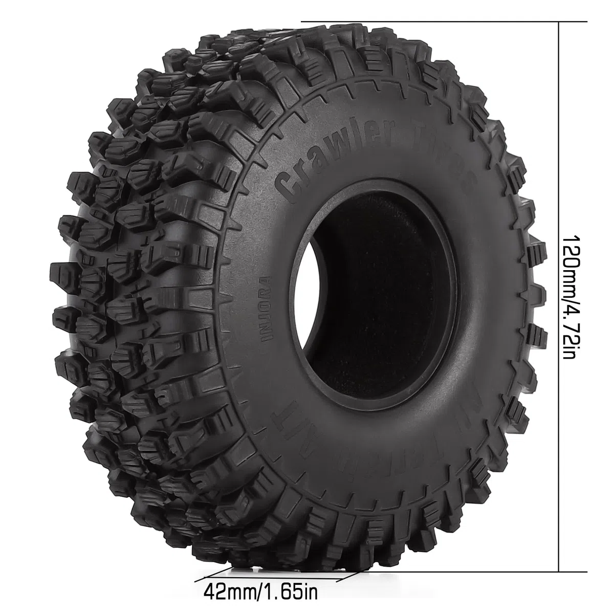 INJORA 1.9 Crawler Pneumatici 120 * 42mm Gomma Tutti i Pneumatici Ruota Terreno per 1/10 RC Rock Crawler Auto TRX4 Axial SCX10 Redcat Gen8 FCX10