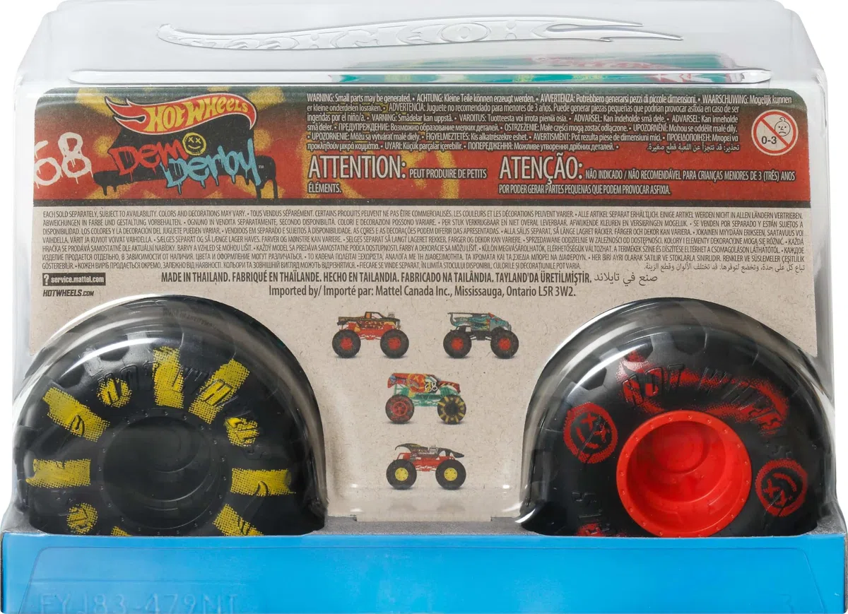 Hot Wheels Monster Trucks, Monster Truck di grandi dimensioni, scala 1:24, camion giocattolo pressofuso con ruote giganti e design alla moda