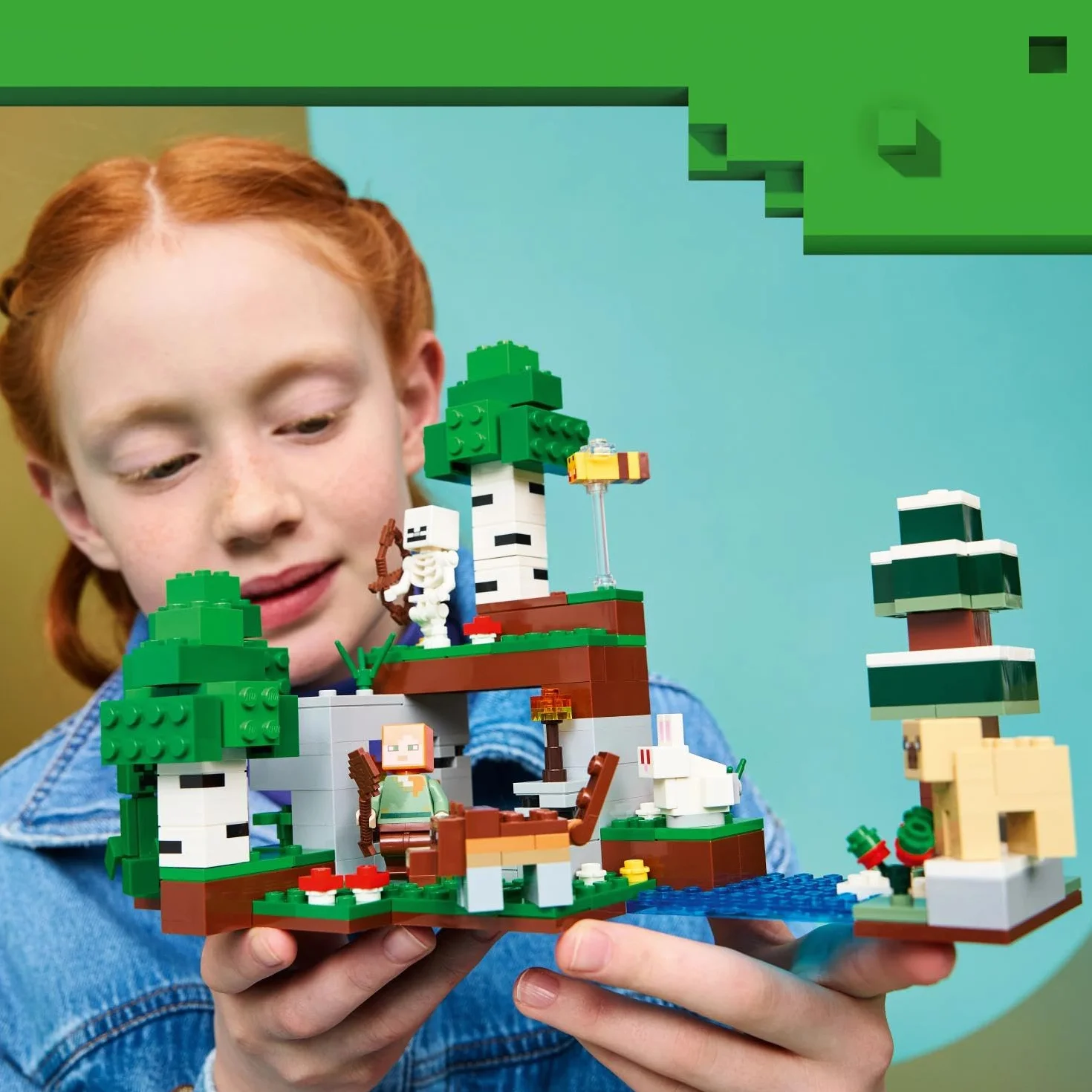LEGO Minecraft Avventura della Prima Notte - Giocattolo Interattivo con 7 Personaggi tra cui Alex, un Creeper, uno Scheletro e un Lupo - Regalo per Gamer, Bambini e Bambine da 8 Anni in su - 21593