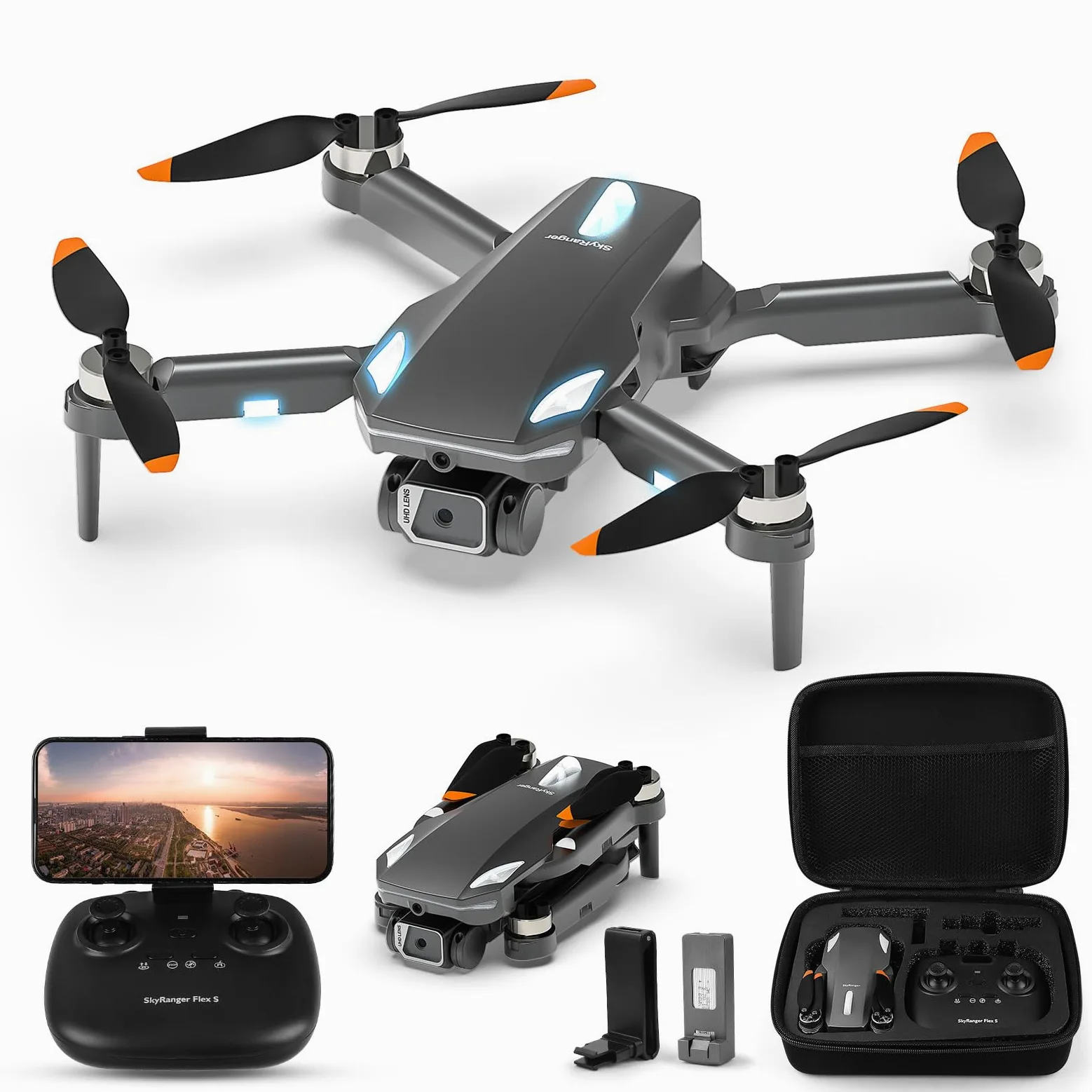 Drone con Telecamera 1080P, RC Quadcopter Pieghevole Drone per Bambini & Adulti, Motore Brushless, Decollo e Atterraggio Unico Tasto, 2 Batterie, Regalo di Gioco per Ragazzi e Ragazze (Black)