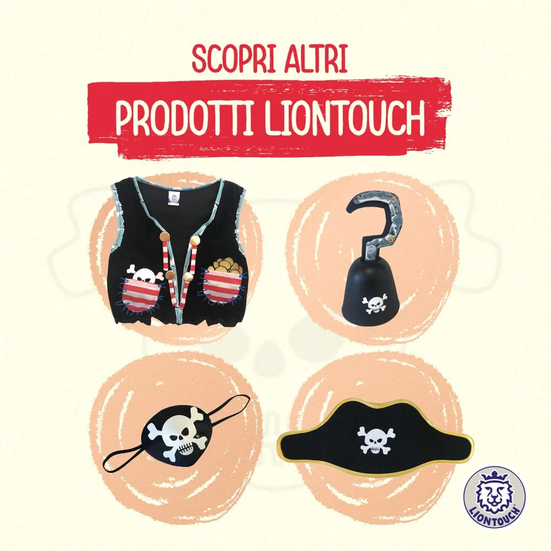 Liontouch - Scudo da Pirata - Capitan Striscia Rossa - età 3-8 Anni | Giocattolo in Gommapiuma Tema Teschio per Giochi di Ruolo per Bambini | Ideale per Costumi per Navigare nei Caraibi