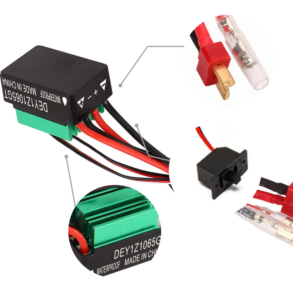 Regolatore Elettronico di Velocità RC ESC Spazzolato RC, 65a Modello di Nave Cingolata RC Impermeabile ESC Regolatore di Velocità Elettrico Spina a T Parte di Ricambio ESC Spazzolata