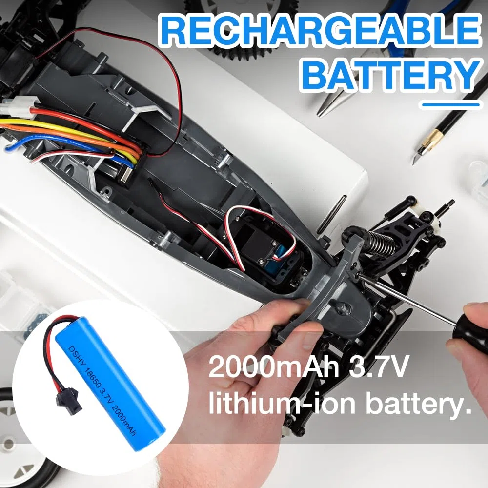 4PCS LiPo Batteria 1800mAh 3,7V RC Batterie Ricaricabili con USB cavo di ricarica e spina SM 2P, RC Batteria al litio 18650 per RC Auto Telecomandato Camion RC Robot