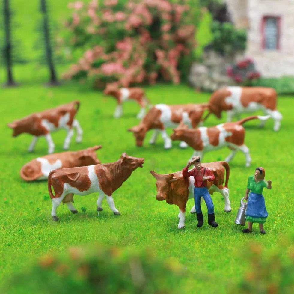 Evemodel 36Pz Dipinte Animali Fattoria Dipinte Verniciata Treno Modello Decorare 1:87 Scala Ho Verniciata