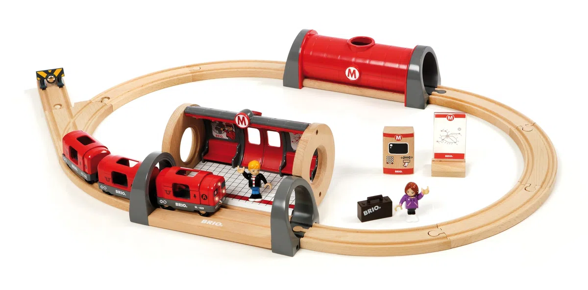 BRIO World - Set Metropolitana, Set Costruzioni Trenino in Legno da 20 Pezzi, Giocattolo per Bambino e Bambina 3+ Anni