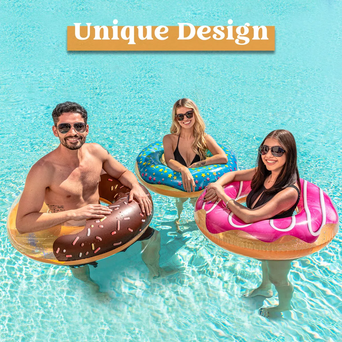 JOYIN Tubi gonfiabili per piscina con glitter 32.5" /82.5cm (confezione da 3), giocattoli galleggianti per piscine e feste