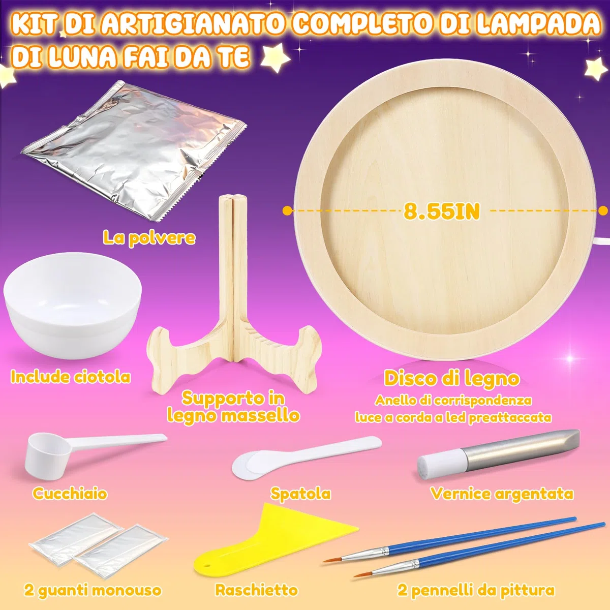 Toyzey Set fai da te per bambini dai 6 7 8 9 10 anni, regalo per ragazze 10 11 12 anni, lampada a luna, per ragazzi 6 – 8 anni, luce notturna per bambini a partire da 8 – 12 anni, regalo di compleanno