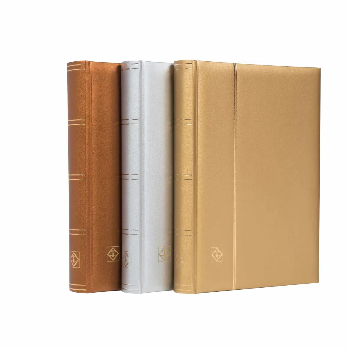 Leuchtturm 358058 Album per la Raccolta dei francobolli Comfort - DIN A4, 64 Pagine, Strisce di Vetro, Copertina Imbottita - Oro
