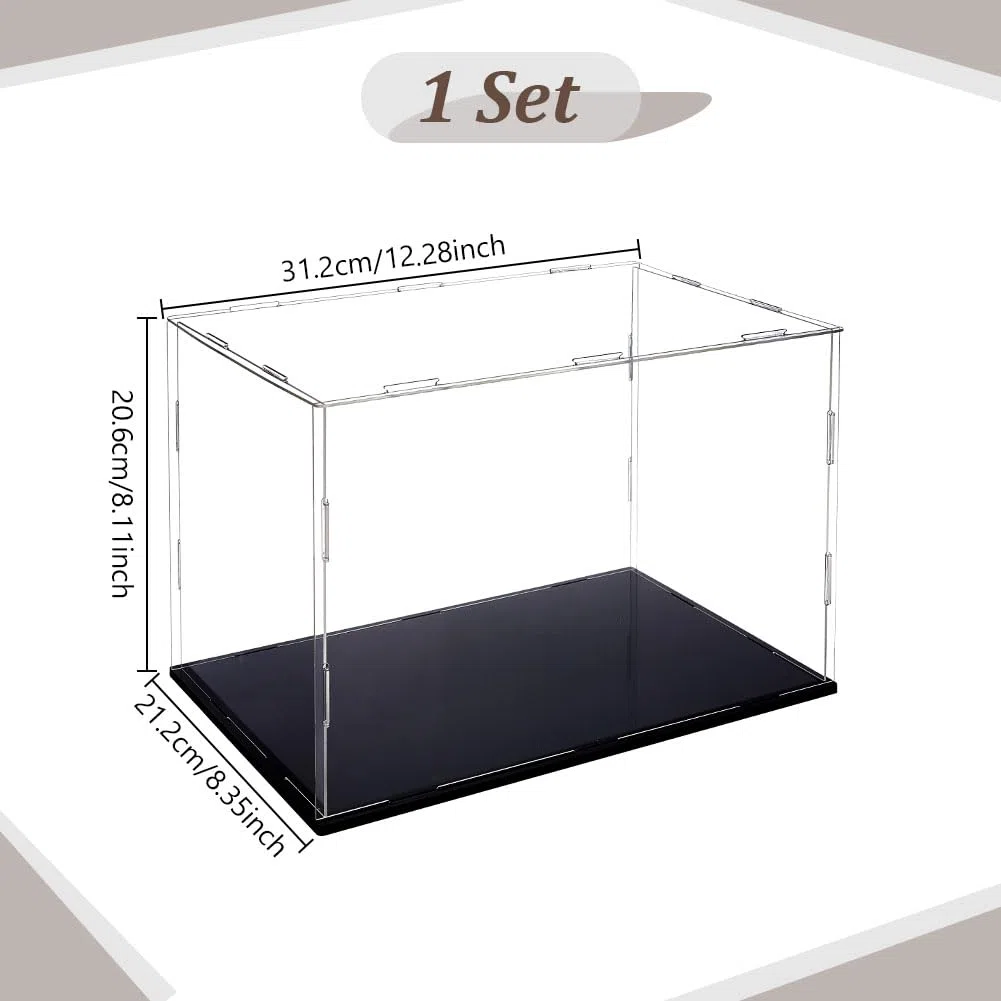 AHANDMAKER Espositore per cappelli in acrilico, trasparente, antipolvere, con base nera, espositore cubo per action figure, baseball, protezione armadio, 30,5 x 20,3 x 20,3 cm