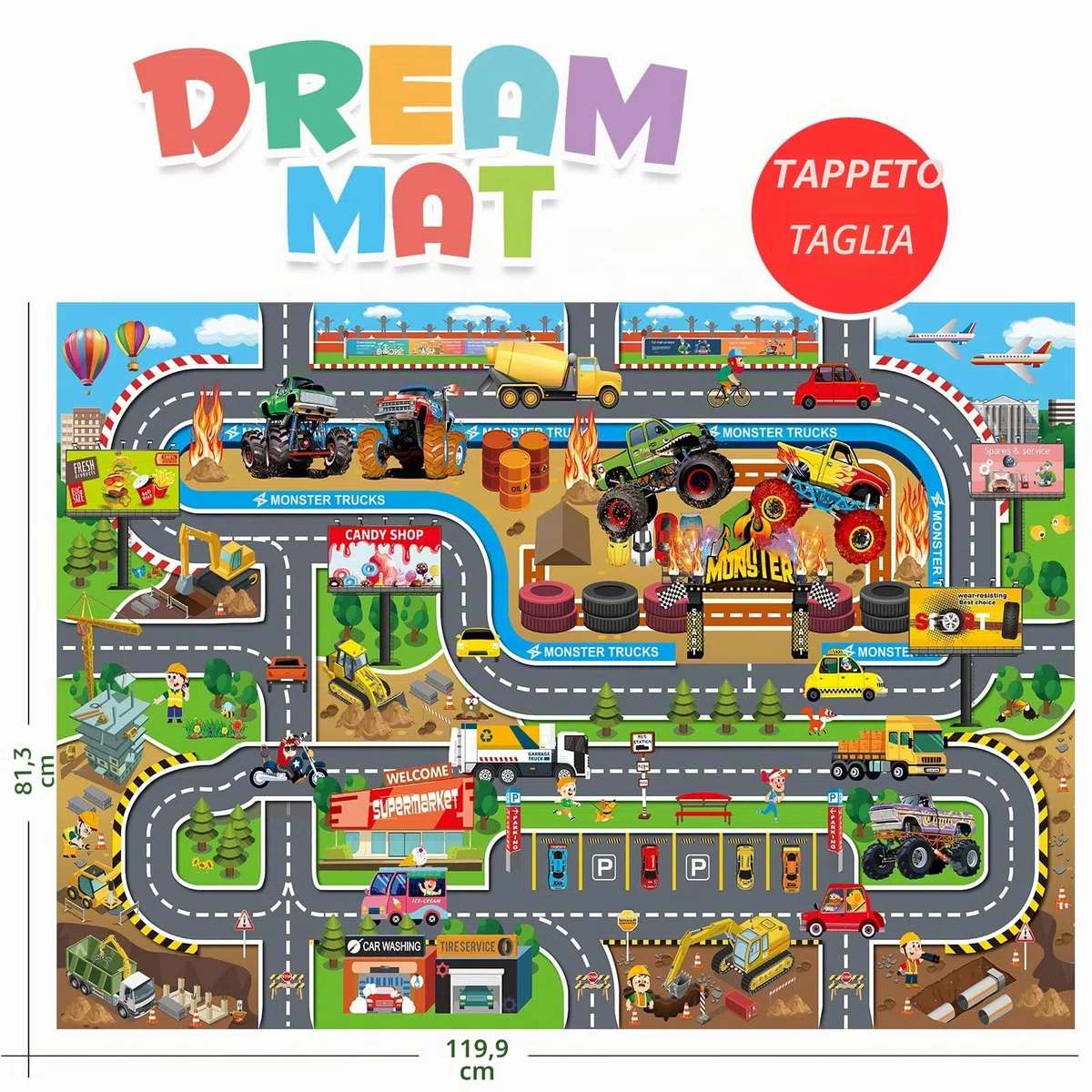 Oriate Tappeto da Gioco Moderno per Bambini, Interazione Genitore-Figlio, Traffico Stradale Educativo, Vita in Città 552-C