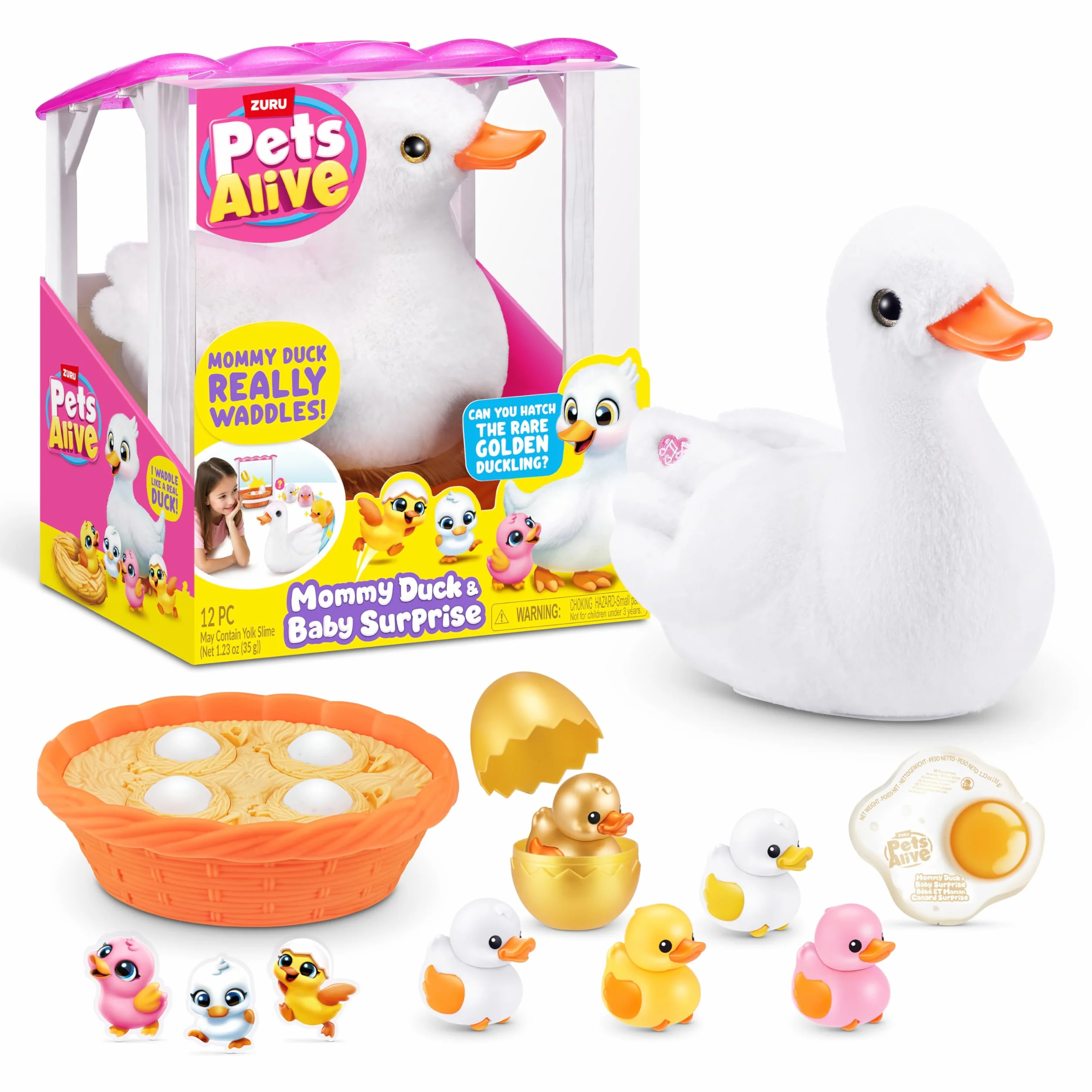 Pets Alive Mamma Anatra Pasquale e Pulcini Sorpresa di ZURU, Giocattolo Interattivo con Anatroccoli, Regalo Pasqua Bambine